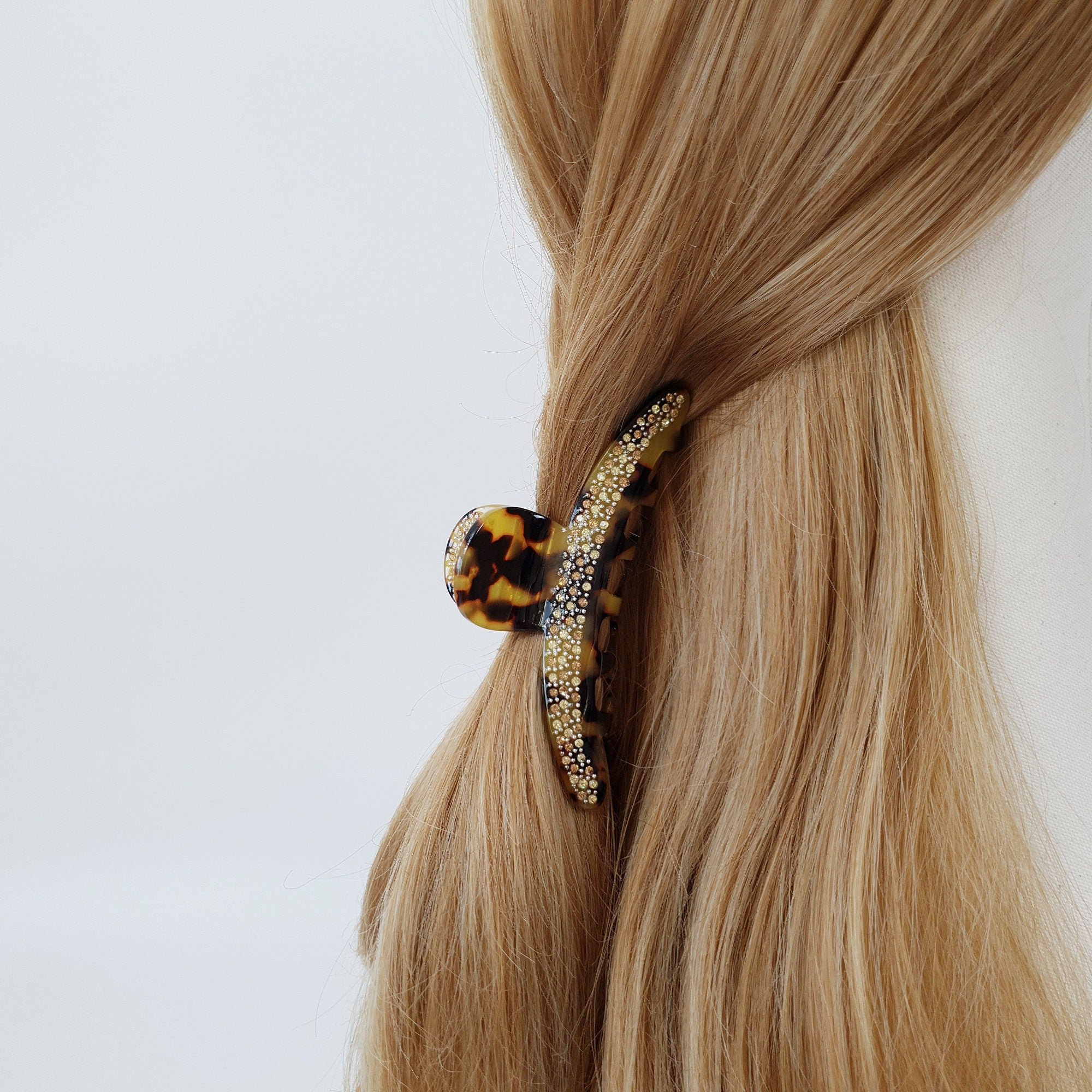 Tortoise Shell Leopard Elle Cubic Hair Claw Clip / Luxurious Cellulose French Hair Pin / Hair Accessory for Woman / Large Hair Clip