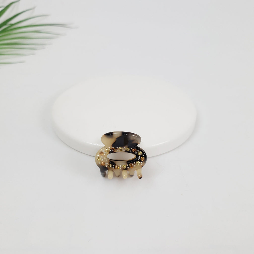 Cubic Round Mini Hair Clip (1.0 Inch) / Tortoise Shell French Hair Pin / French Barrette / Hair Accessory for Woman