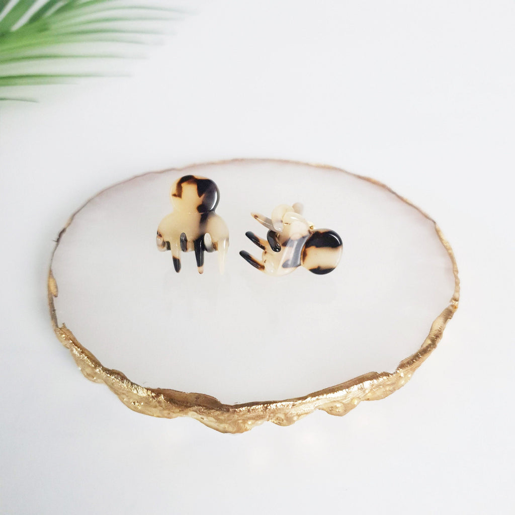 Tortoise Shell Mini Hair Clip (2 pieces 1 set) / Cute French Hair Pin / Hair Accessory for Woman