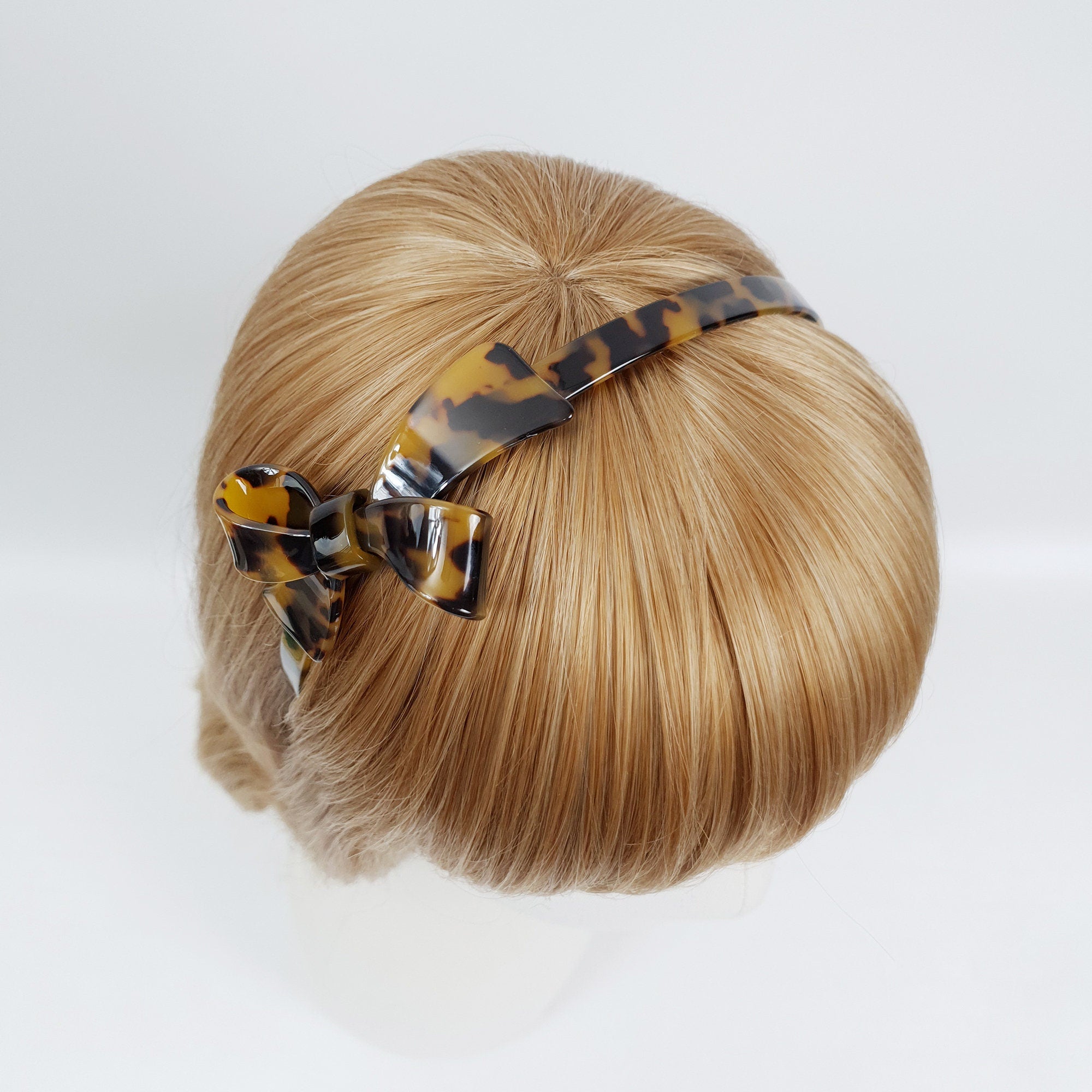 Leopard Double Ribbon Thin Headband / Elegant Tortoise Shell Headband / Hair Accessories for Woman