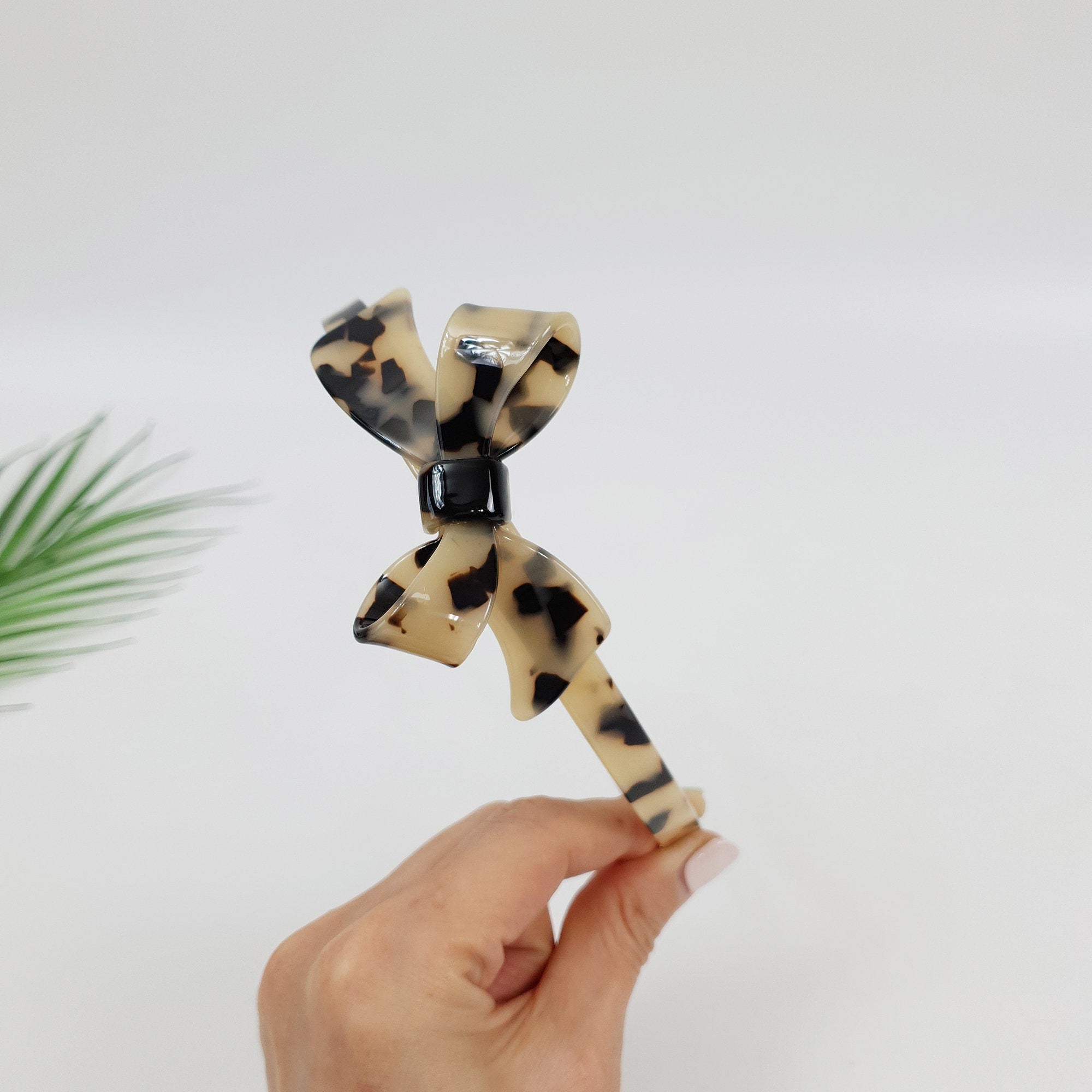 Leopard Double Ribbon Thin Headband / Elegant Tortoise Shell Headband / Hair Accessories for Woman