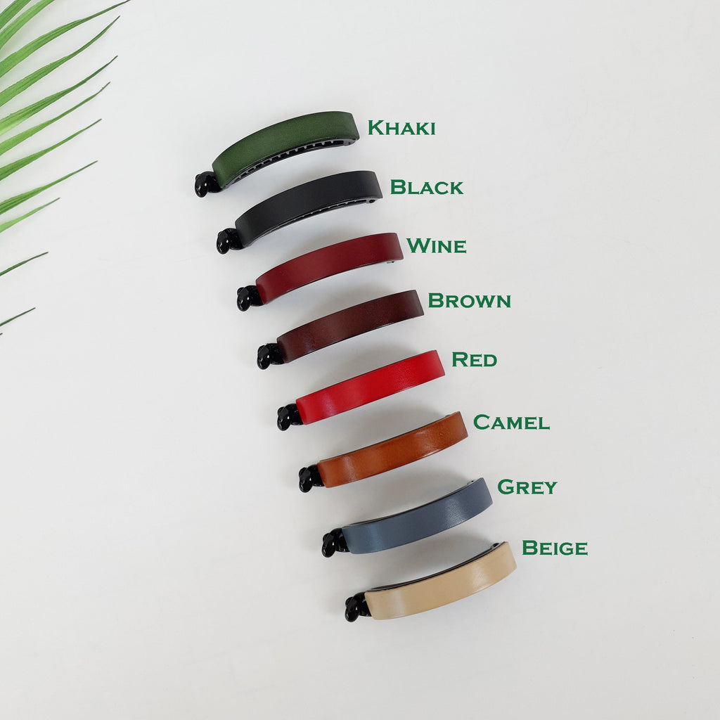 Real Leather Half Moon Claw Clip / Vintage Hair Comb Barrette / Clincher Comb Hair Accessory / Banana Clip