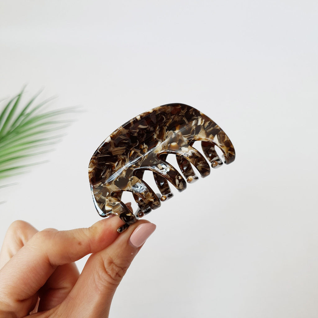 Tortoise Marble Lunar Medium Hair Clip / Luxurious Cellulose French Hair Pin / Hair Accessory for Woman / Large Hair Claw