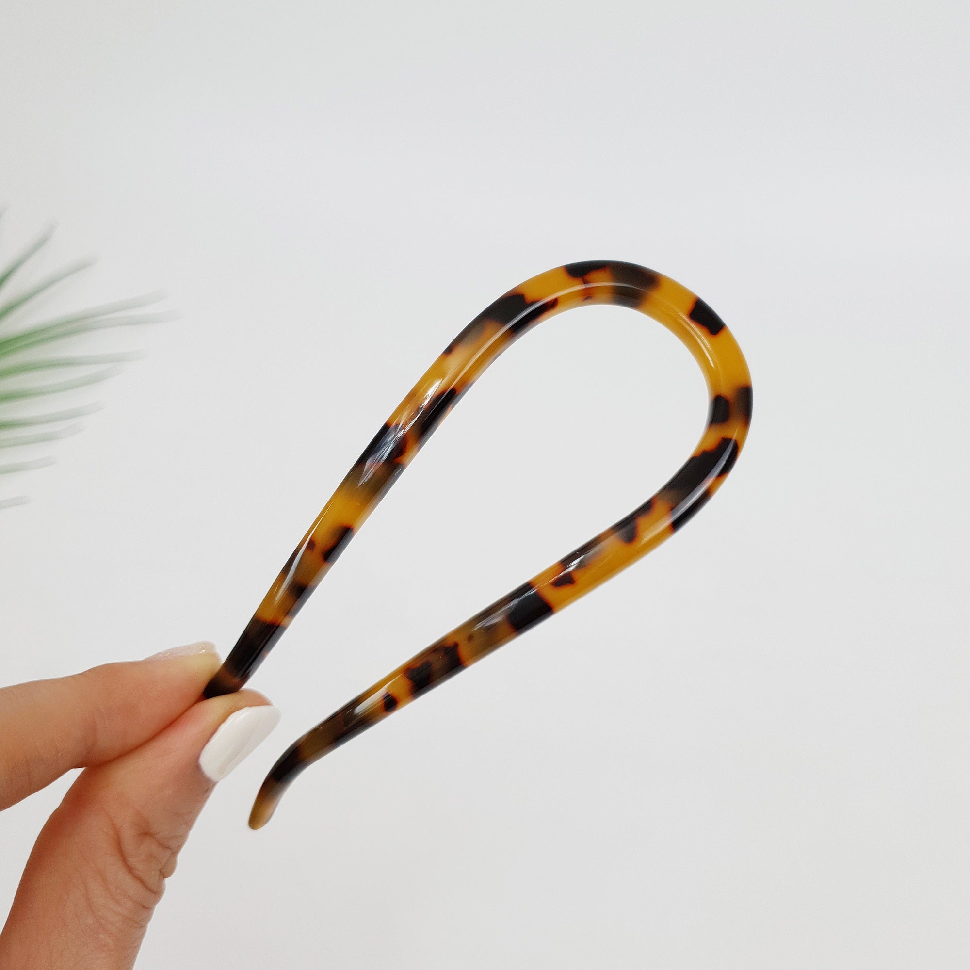 Tortoise Shell U Shape Medium Hair Stick / Vintage French Hair Pin / Hair Fork for Thick Hair