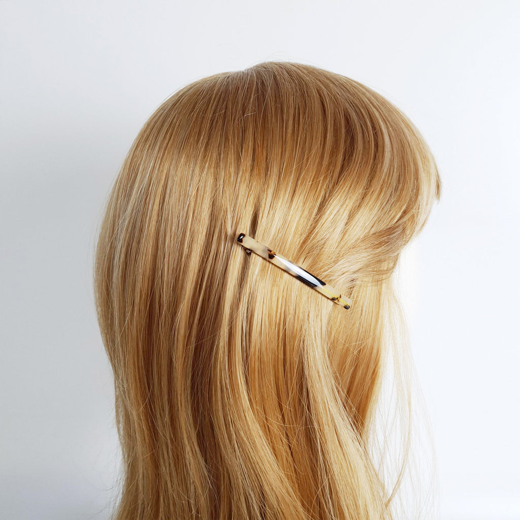 Tortoise Shell Mini Slim Hair Barrette (2.6 Inch) / Elegance Leopard French Hair Pin / Hair Accessory for Woman / Automatic Hair Clip