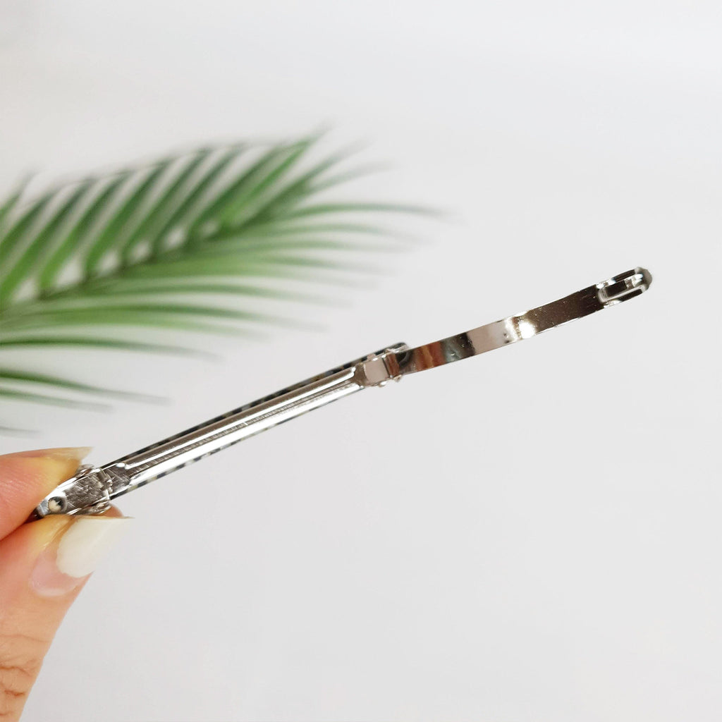 Tortoise Shell Mini Slim Hair Barrette (2.6 Inch) / Elegance Leopard French Hair Pin / Hair Accessory for Woman / Automatic Hair Clip