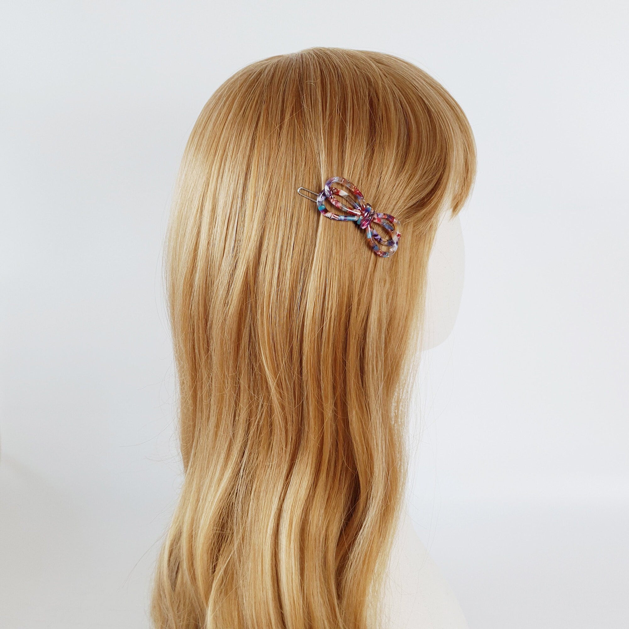 Tortoise Shell Ribbon Bobby Pin / Leopard French Hair Pin / Hair Accessory for Woman / Bow Barrette for Thin Hair