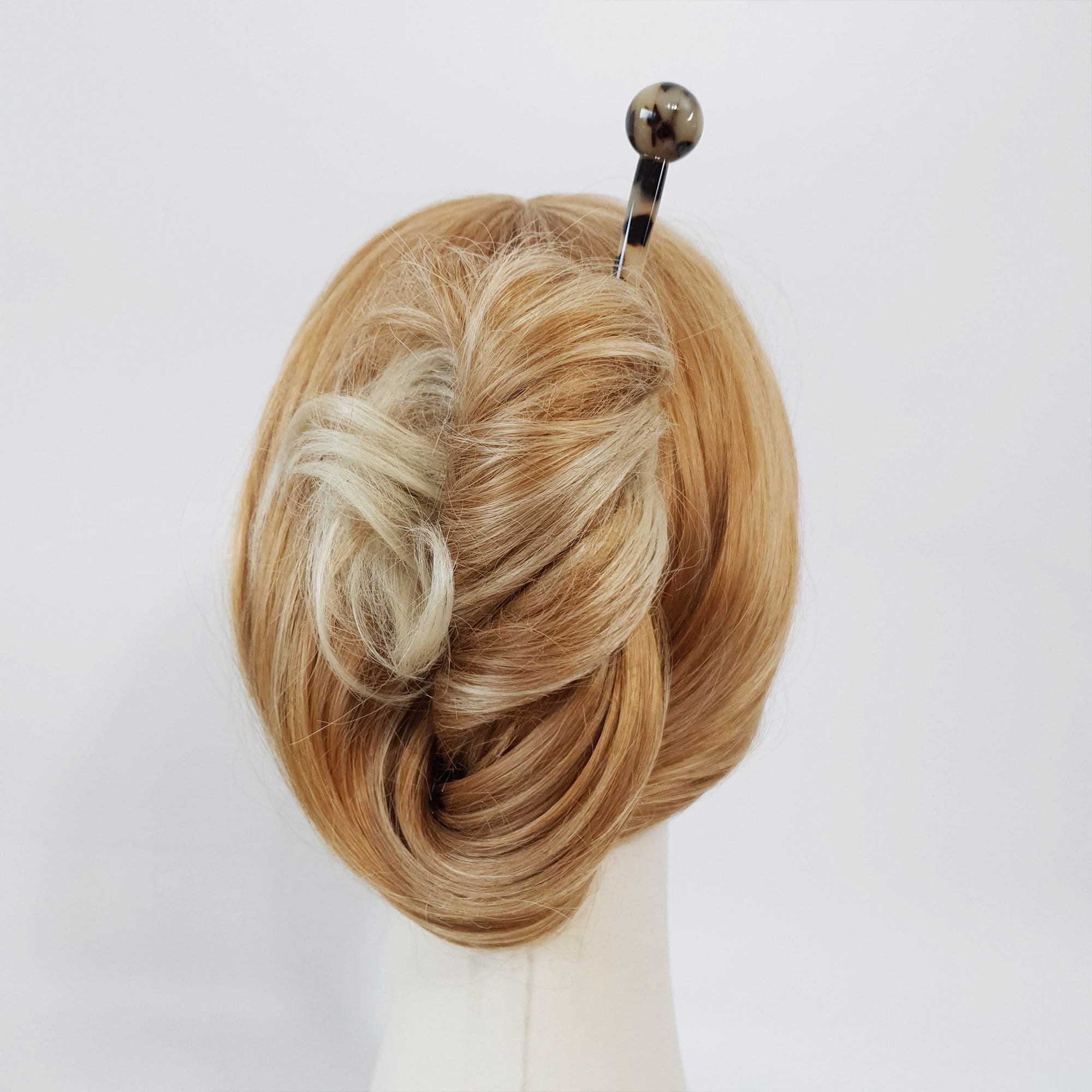 Tortoise Shell Big Bead Hair Stick (7.5 Inch) / Vintage French Hair Pin / Hair Fork for Thick Hair