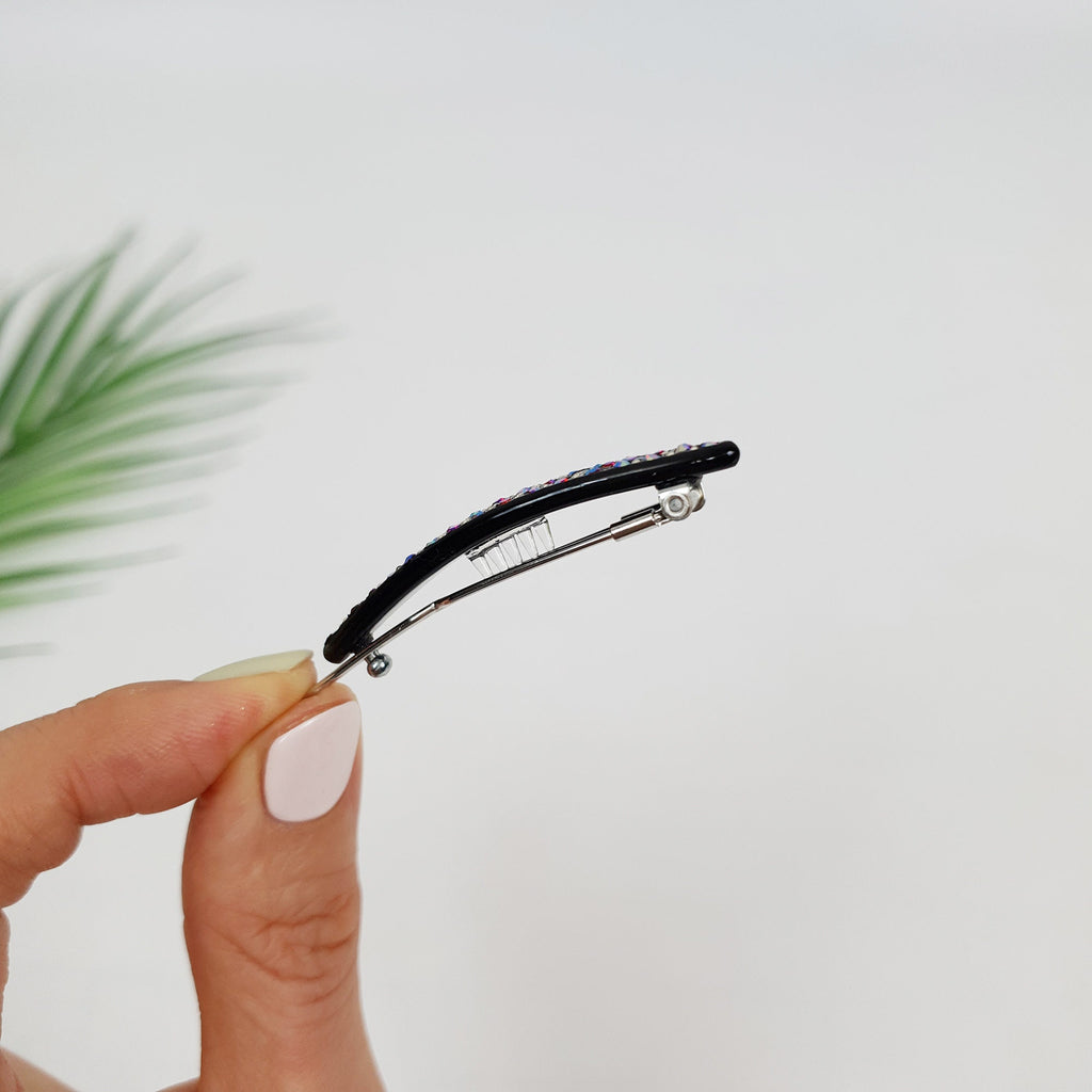 Tortoise Shell Black Cubic Bobby Pin (2.0 Inch) / Vintage French Hair Pin Clip / Hair Accessory for Woman / Snap Clip for Long Hair