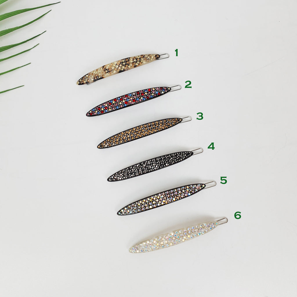 Tortoise Shell Black Oval Long Bobby Pin with Cubic (3.0 Inch) / Vintage French Hair Pin / Hair Accessory for Woman / Bow Barrette