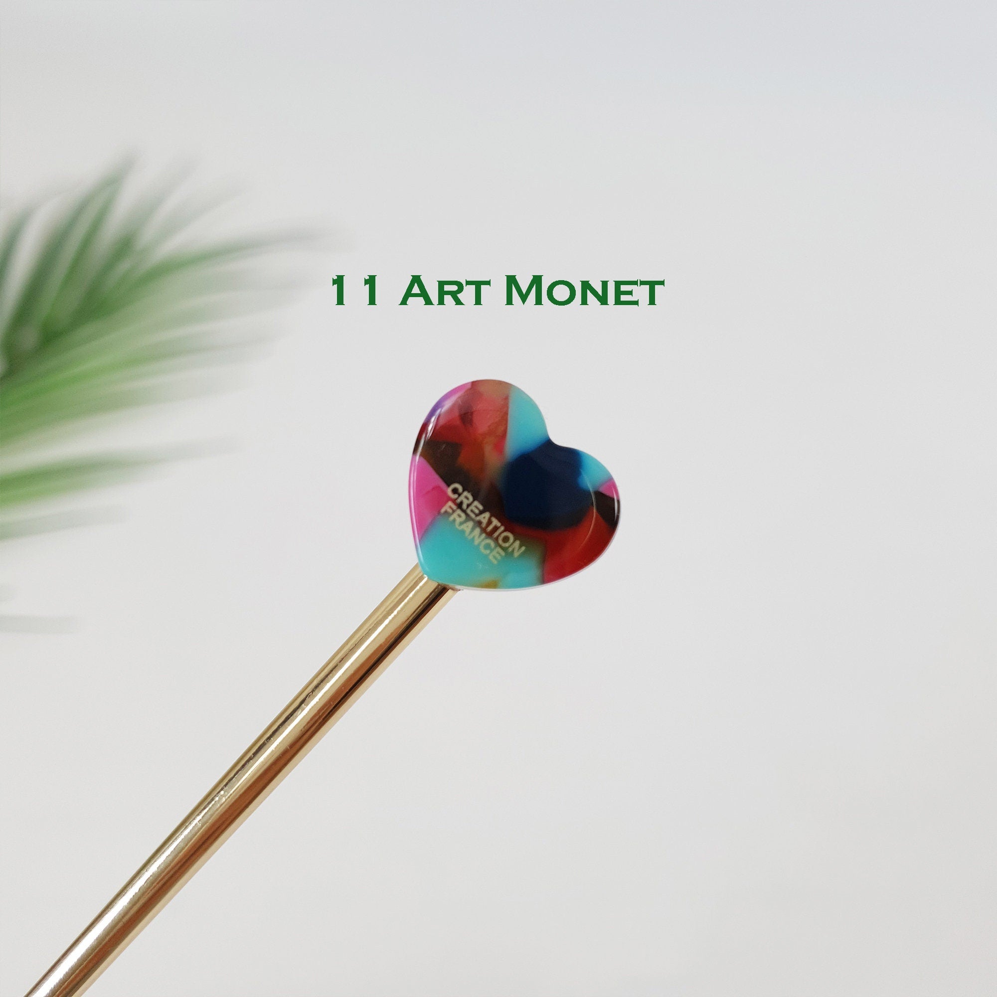 Lovely Heart Metal Hair Stick (5.7 Inch) / Tortoise Shell French Hair Pin / Metal Hair Fork for Thick Hair / Hair Pin Stick