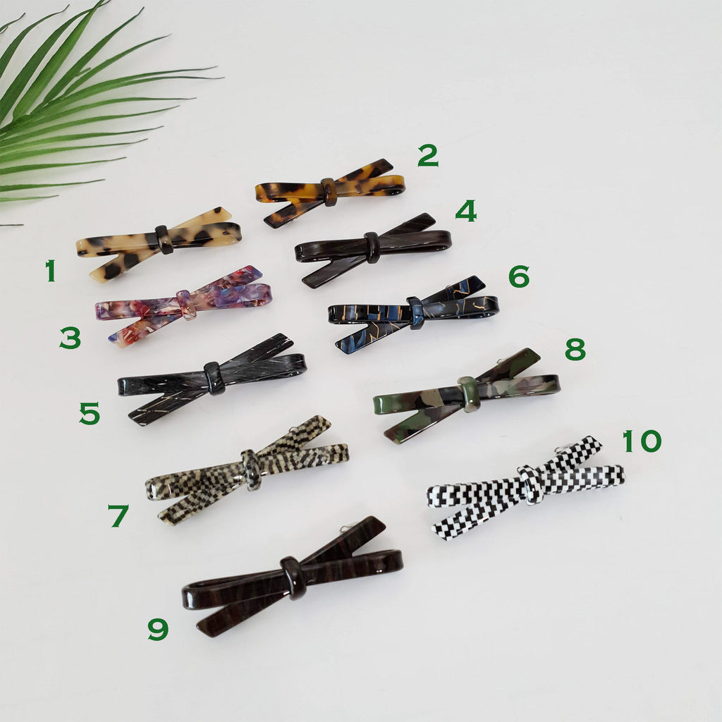 Cellulose Simple Ribbon Hair Barrette (2.8 Inch) / Tortoise Marble French Hair Pin / Hair Accessory for Woman / Automatic Hair Clip