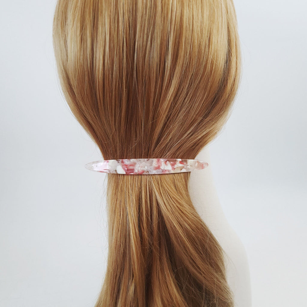 Cellulose Long Oval Hair Barrette (4.3 Inch) / Tortoise Marble French Hair Pin / Hair Accessory for Woman / Automatic Hair Clip