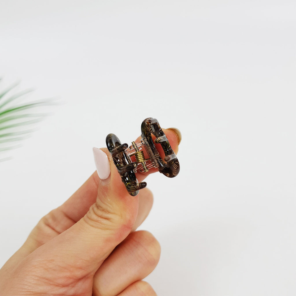 Cubic Round Mini Hair Clip (1.0 Inch) / Tortoise Shell French Hair Pin / French Barrette / Hair Accessory for Woman