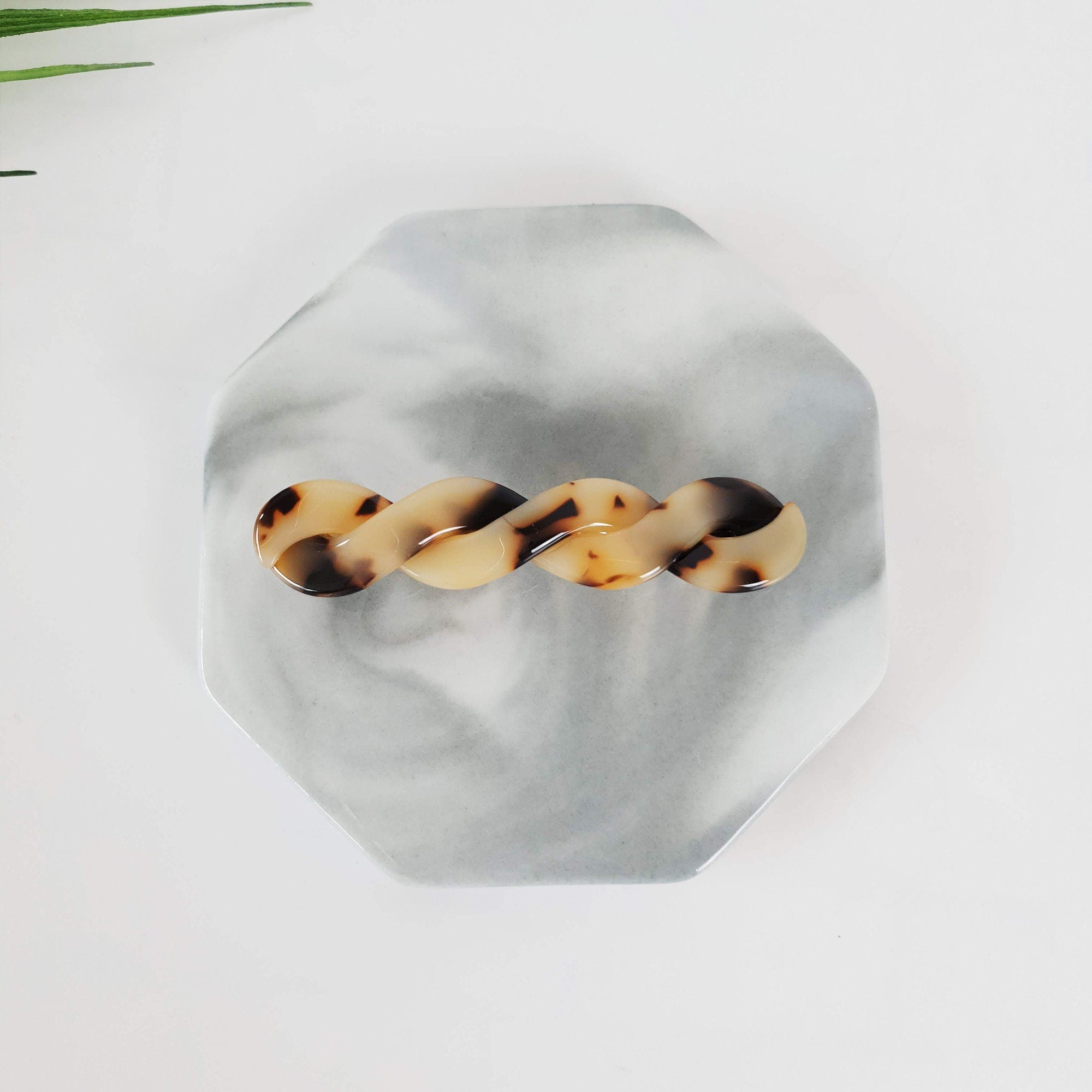 Leopard Candy Twist Hair Barrette / Tortoise Marble French Hair Pin / Hair Accessory for Woman / Automatic Hair Clip