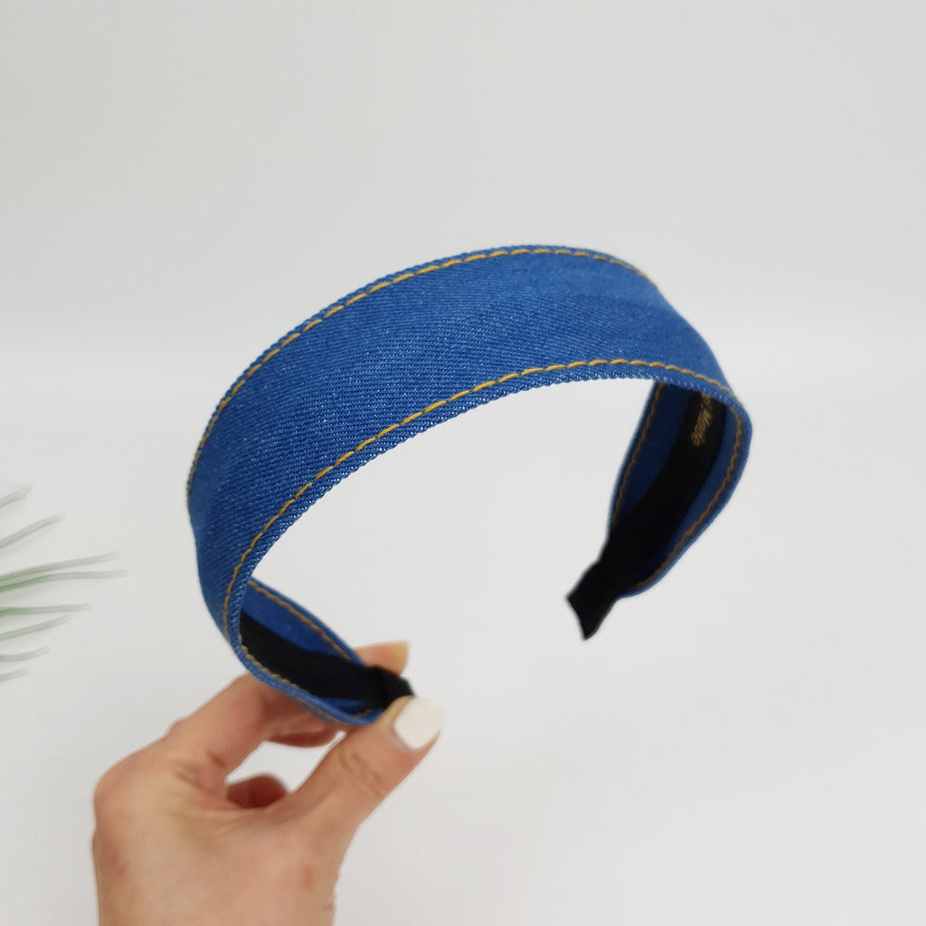 Denim Simple Line 1.6 Inch Wide Headband / Blue Hair Turban Bandanna / Hair Accessory for Woman