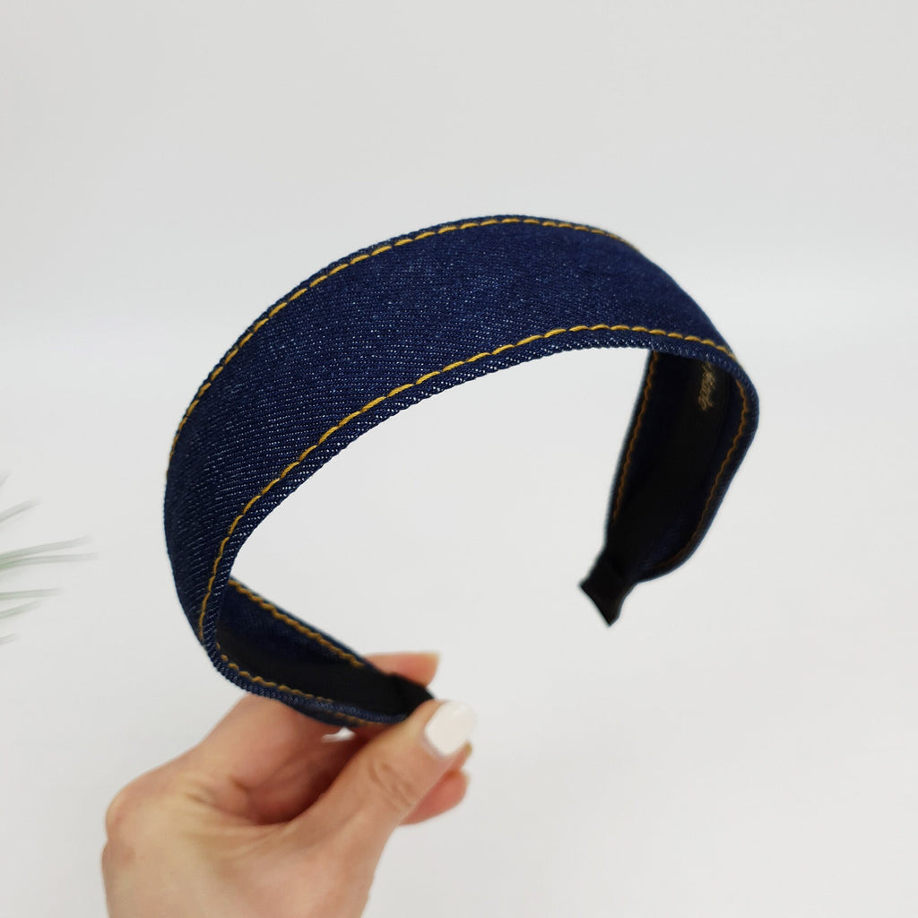 Denim Simple Line 1.6 Inch Wide Headband / Blue Hair Turban Bandanna / Hair Accessory for Woman