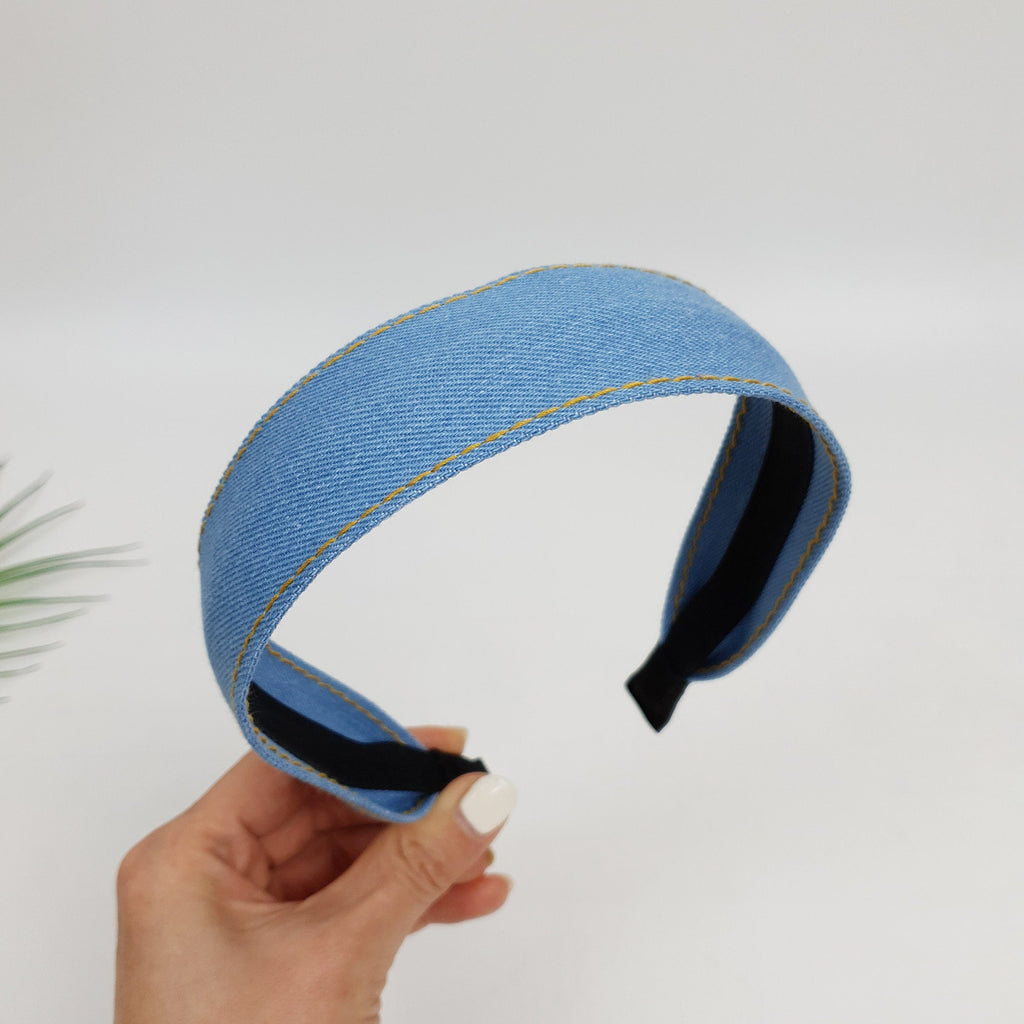 Denim Simple Line 1.6 Inch Wide Headband / Blue Hair Turban Bandanna / Hair Accessory for Woman