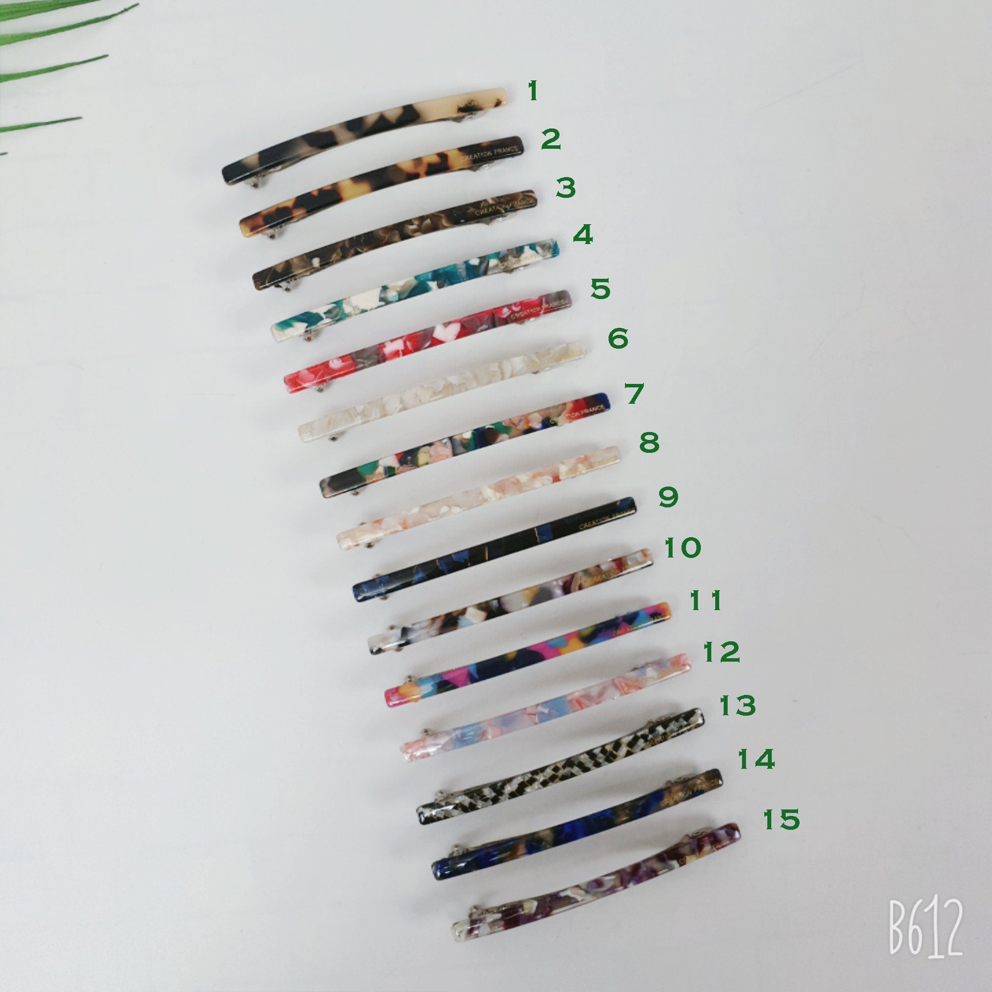 Slim Basic French Hair Barrette (3.3 Inch) / Tortoise Marble French Hair Pin / Hair Accessory for Woman / Automatic Hair Clip