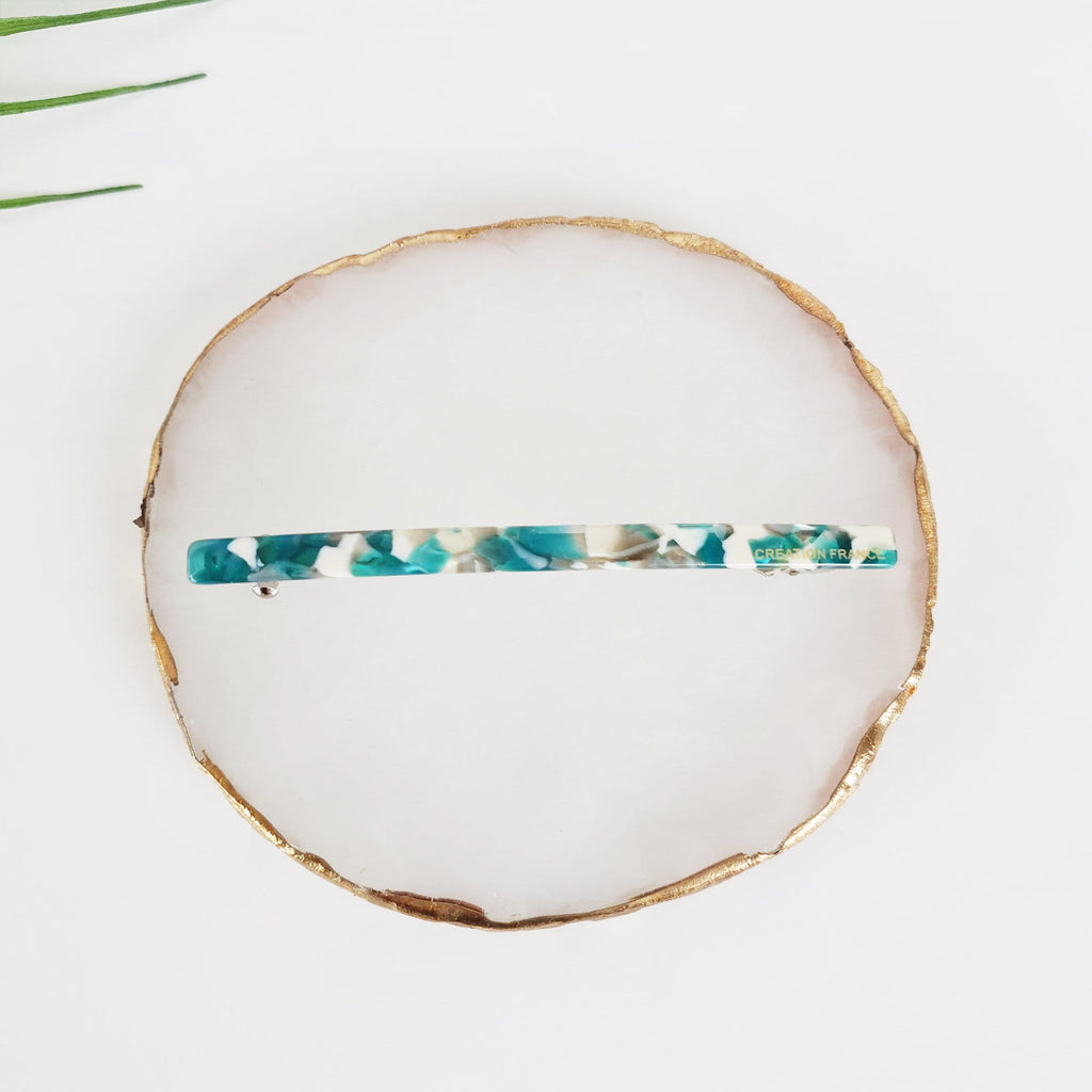 Slim Basic French Hair Barrette (3.3 Inch) / Tortoise Marble French Hair Pin / Hair Accessory for Woman / Automatic Hair Clip