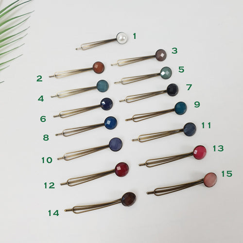 Circle Formica Small Hair Pin / Vintage Antique Three Line Hair Bobby Pin / Hair Accessory Pin for Woman / Snap Clip for Thin Hair