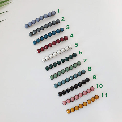 Circle Formica Hair Barrette (3.2 Inch) / Diamond Cut Formica Stone Decorated Barrette / Vintage Antique Hair Accessory / Automatic Hair Pin