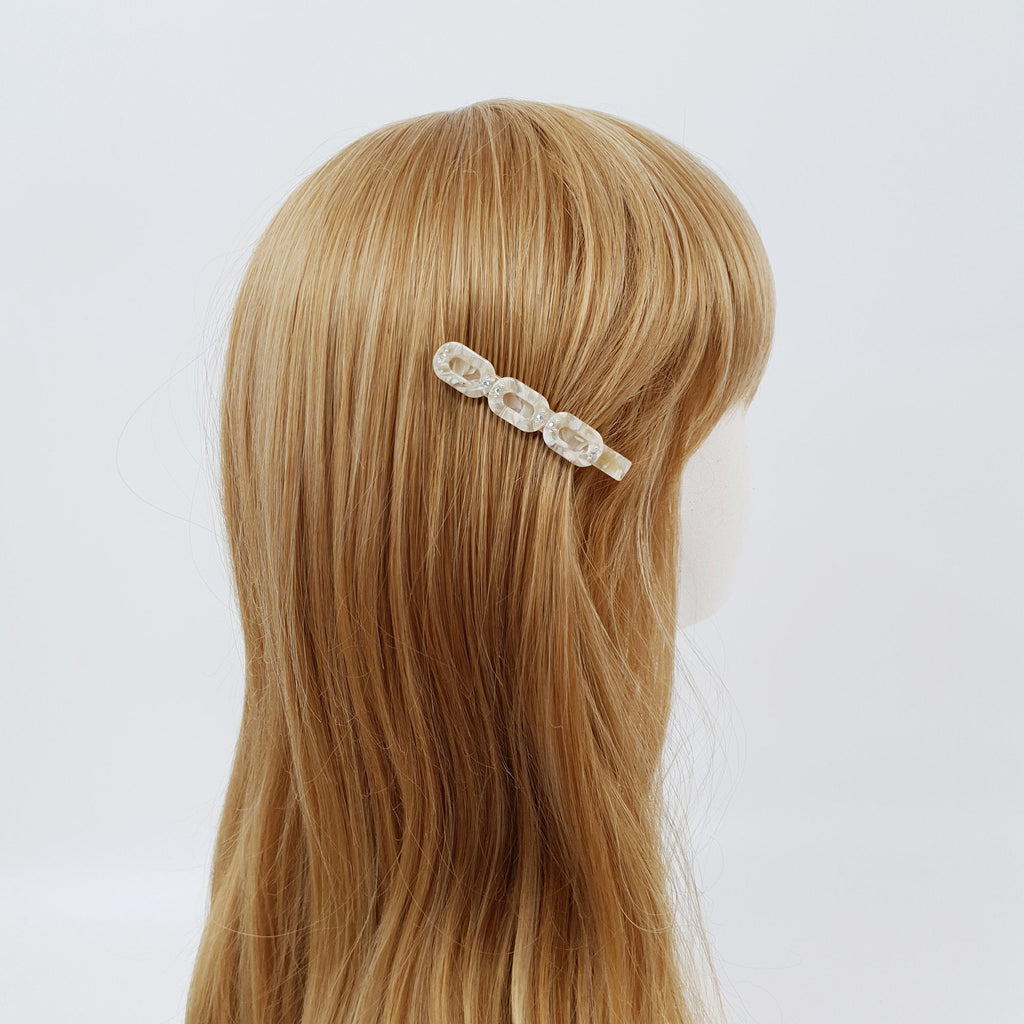 Leopard Cubic Triple Chain Hair Clip / Tortoise Marble French Hair Pin / Hair Accessory for Woman / Alligator Hair Clip