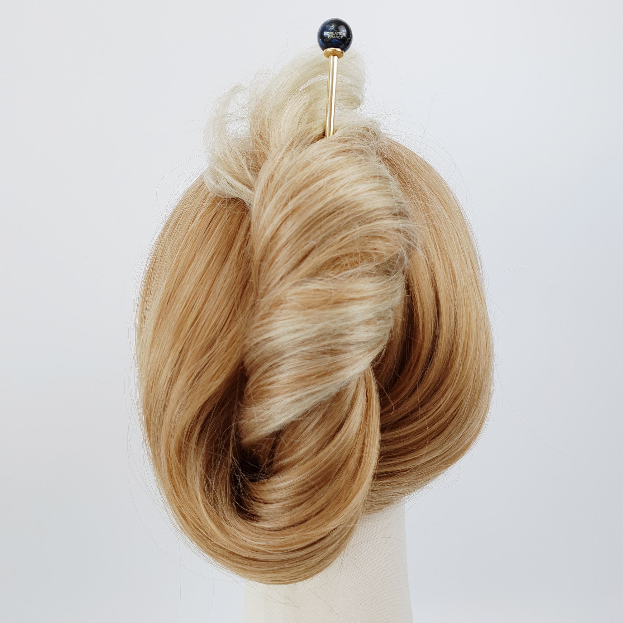Marble Bright Bead Hair Stick (5.7 Inch) / Vintage Leopard French Hair Pin / Metal Hair Fork for Thick Hair