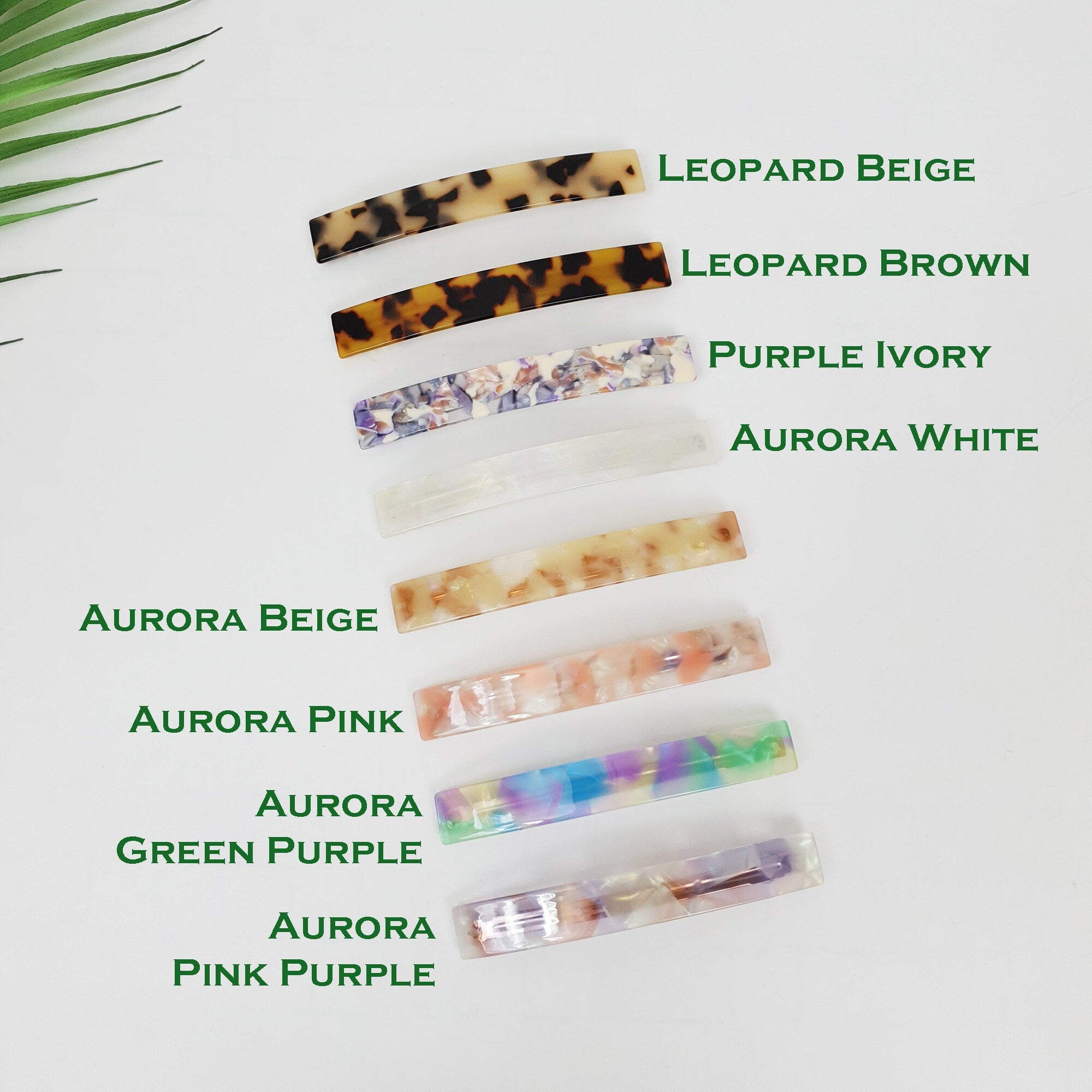 Leopard Aurora Simple Flat Hair Barrette (4.1 Inch) / Tortoise Marble French Hair Pin / Hair Accessory for Woman / Automatic Hair Clip