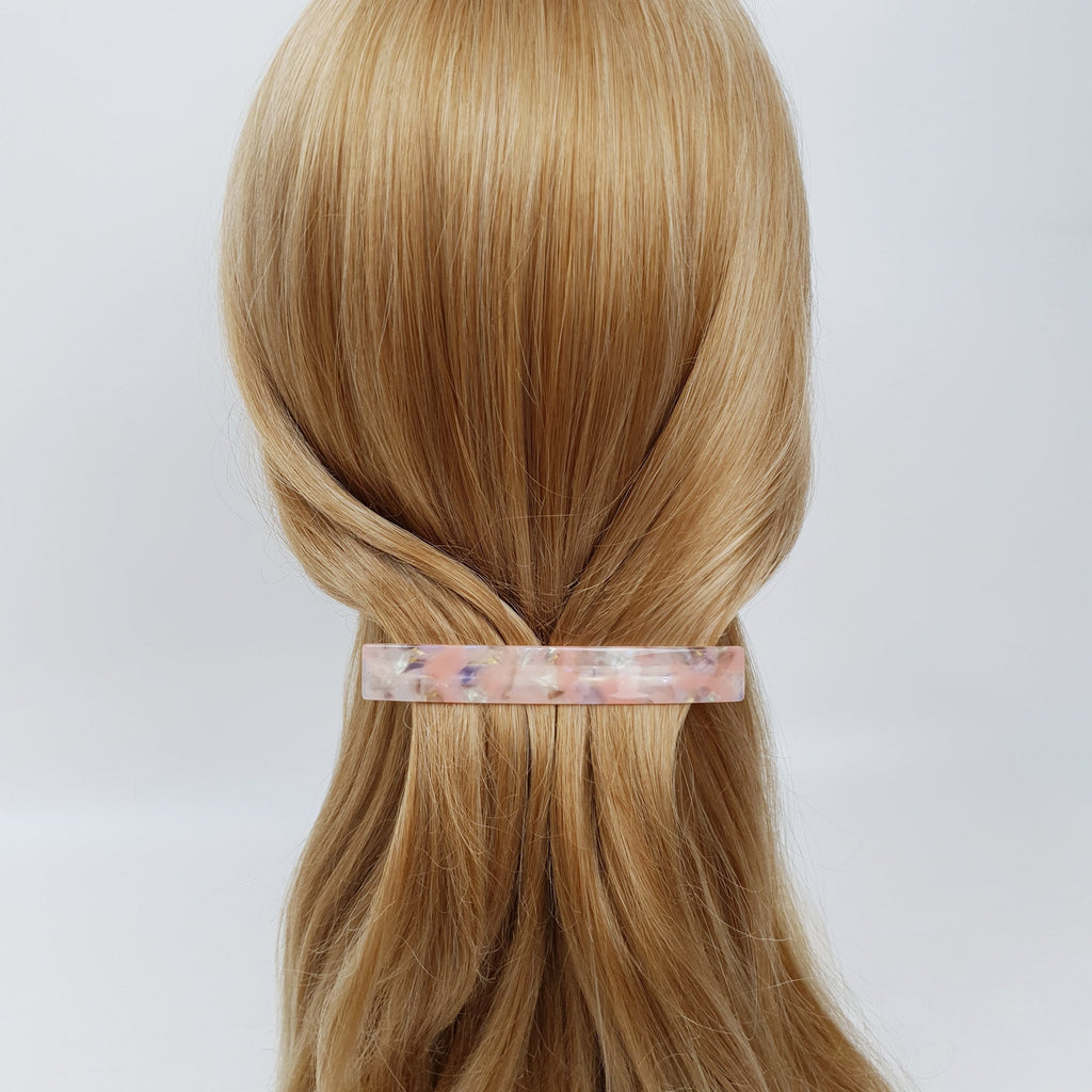 Leopard Aurora Simple Flat Hair Barrette (4.1 Inch) / Tortoise Marble French Hair Pin / Hair Accessory for Woman / Automatic Hair Clip