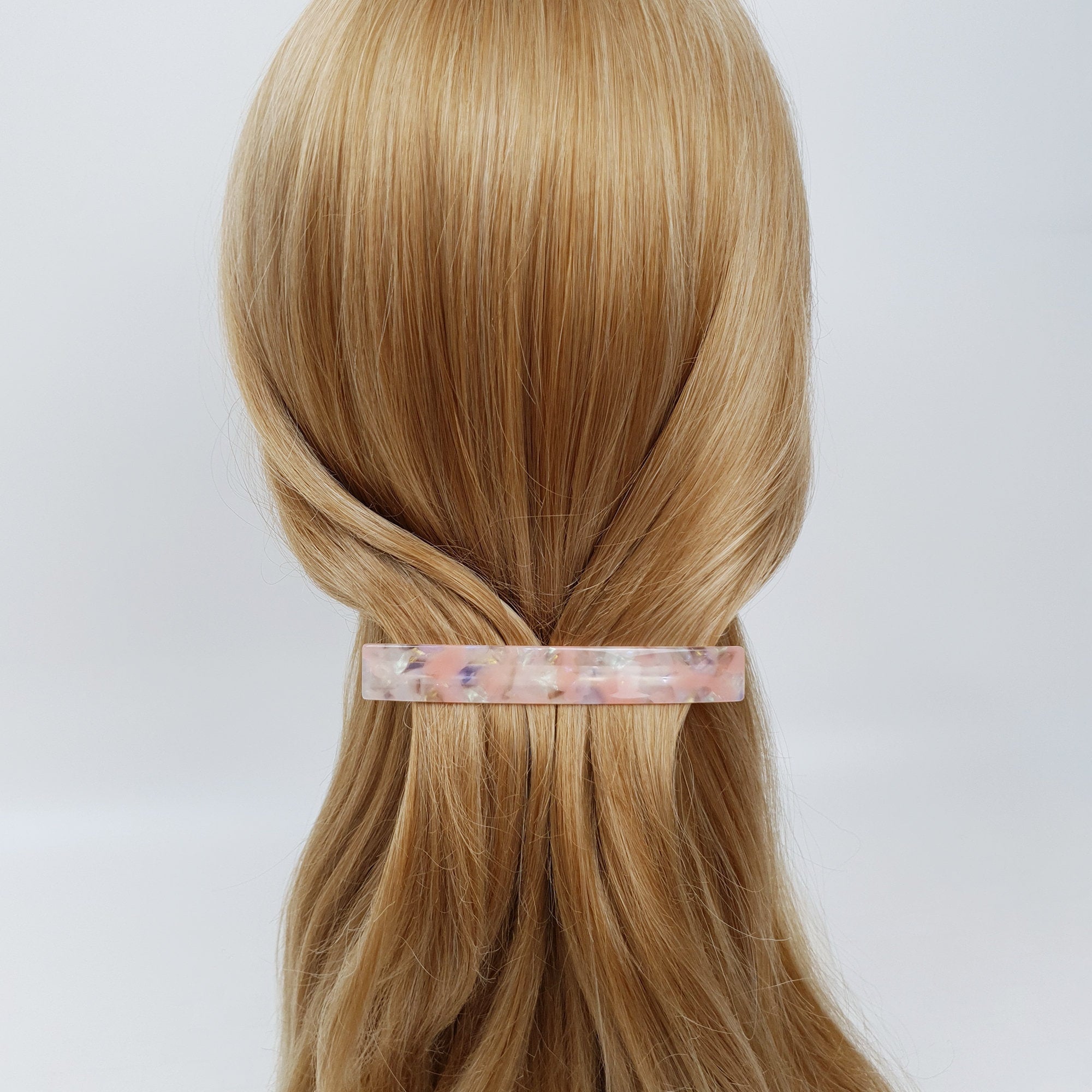 Leopard Aurora Simple Flat Hair Barrette (4.1 Inch) / Tortoise Marble French Hair Pin / Hair Accessory for Woman / Automatic Hair Clip