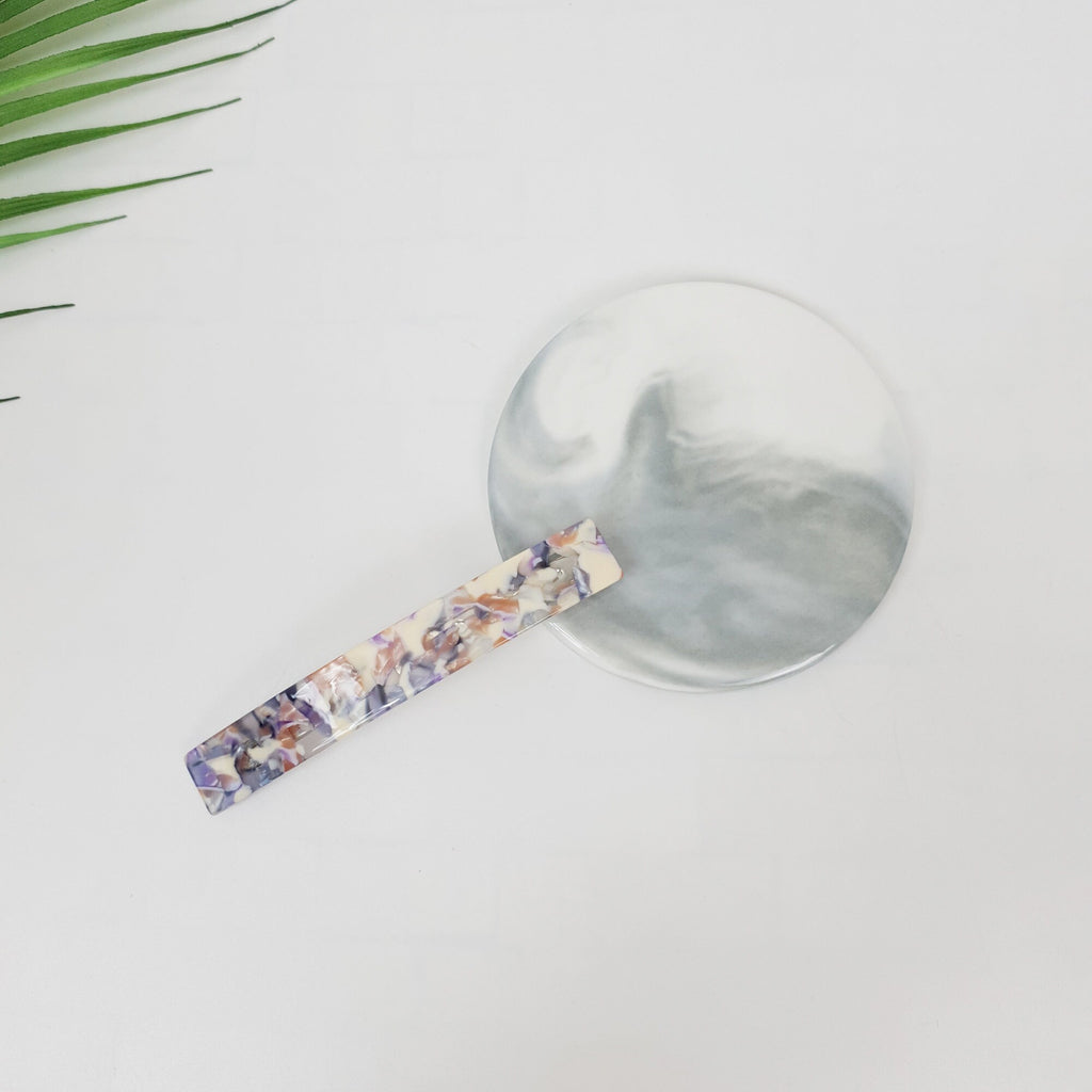 Leopard Aurora Simple Flat Hair Barrette (4.1 Inch) / Tortoise Marble French Hair Pin / Hair Accessory for Woman / Automatic Hair Clip