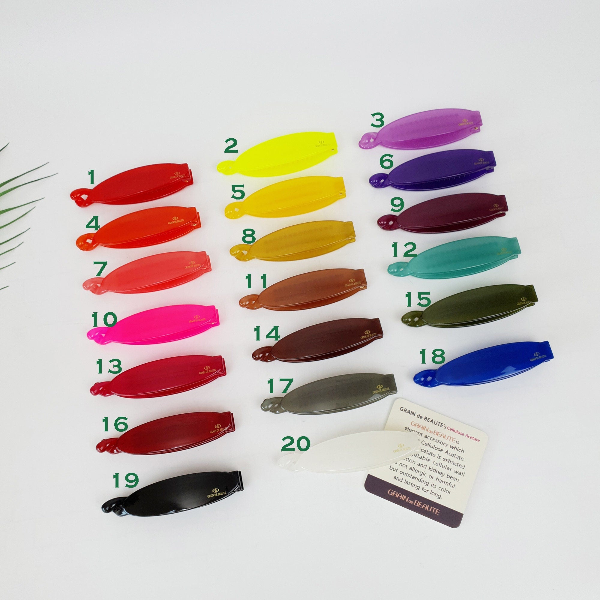Basic Vivid Pure Color Banana Clip / Luxurious Cellulose Hair Comb Barrette / Clincher Comb Hair Accessory