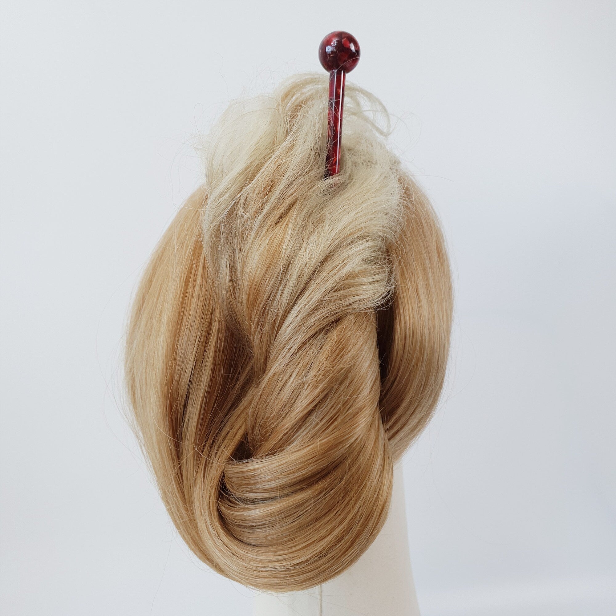 Tortoise Shell Big Bead Hair Stick (7.5 Inch) / Vintage French Hair Pin / Hair Fork for Thick Hair