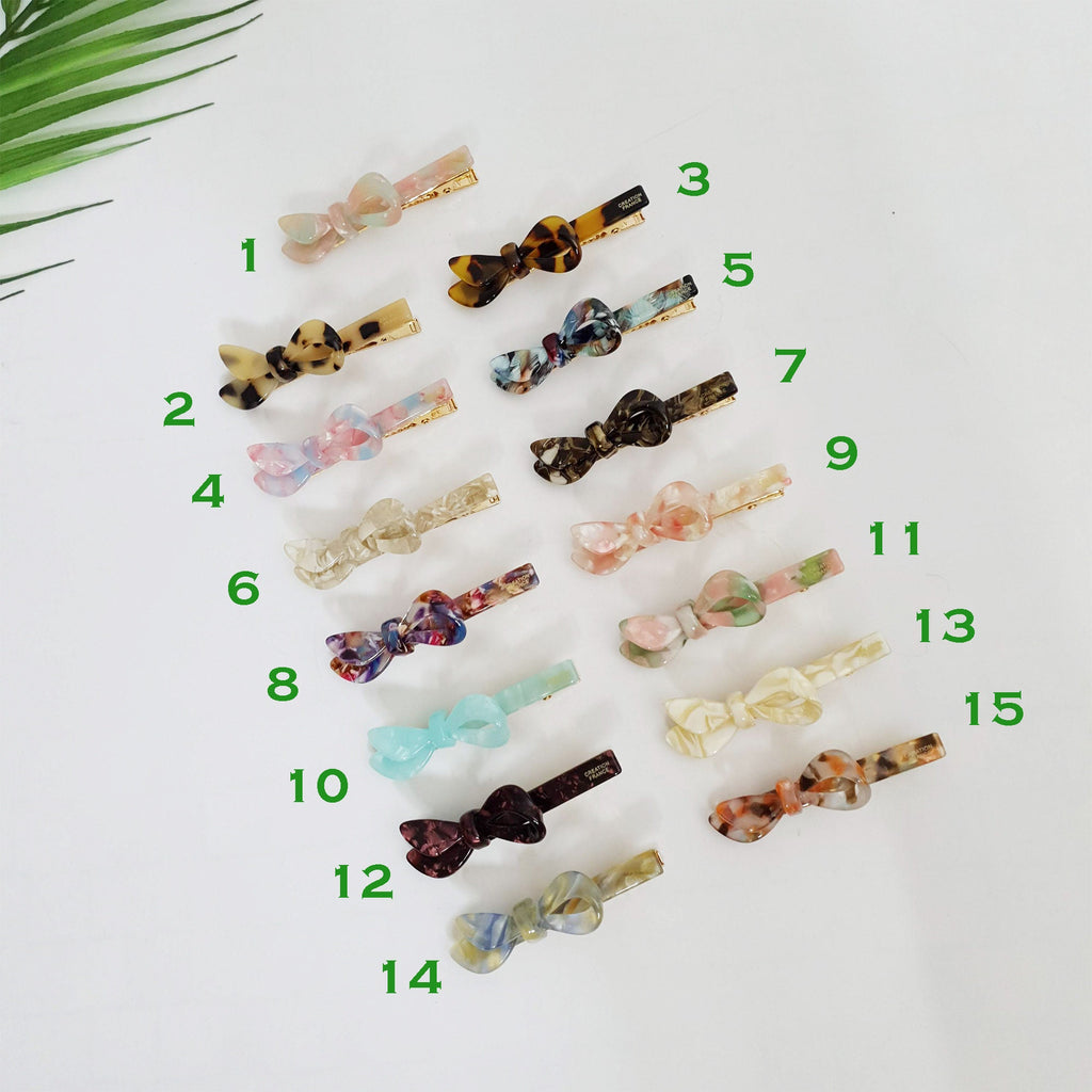 Single Ribbon Hair Clips / Tortoise Shell French Hair Pin / Hair Accessory for Woman / Alligator Hair Clip