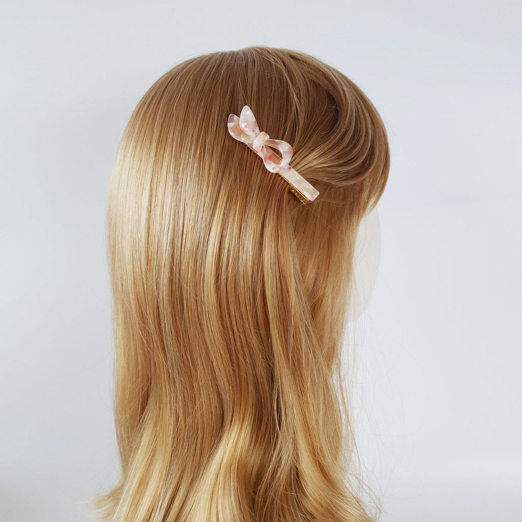 Single Ribbon Hair Clips / Tortoise Shell French Hair Pin / Hair Accessory for Woman / Alligator Hair Clip