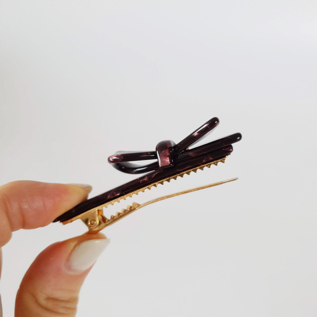 Single Ribbon Hair Clips / Tortoise Shell French Hair Pin / Hair Accessory for Woman / Alligator Hair Clip