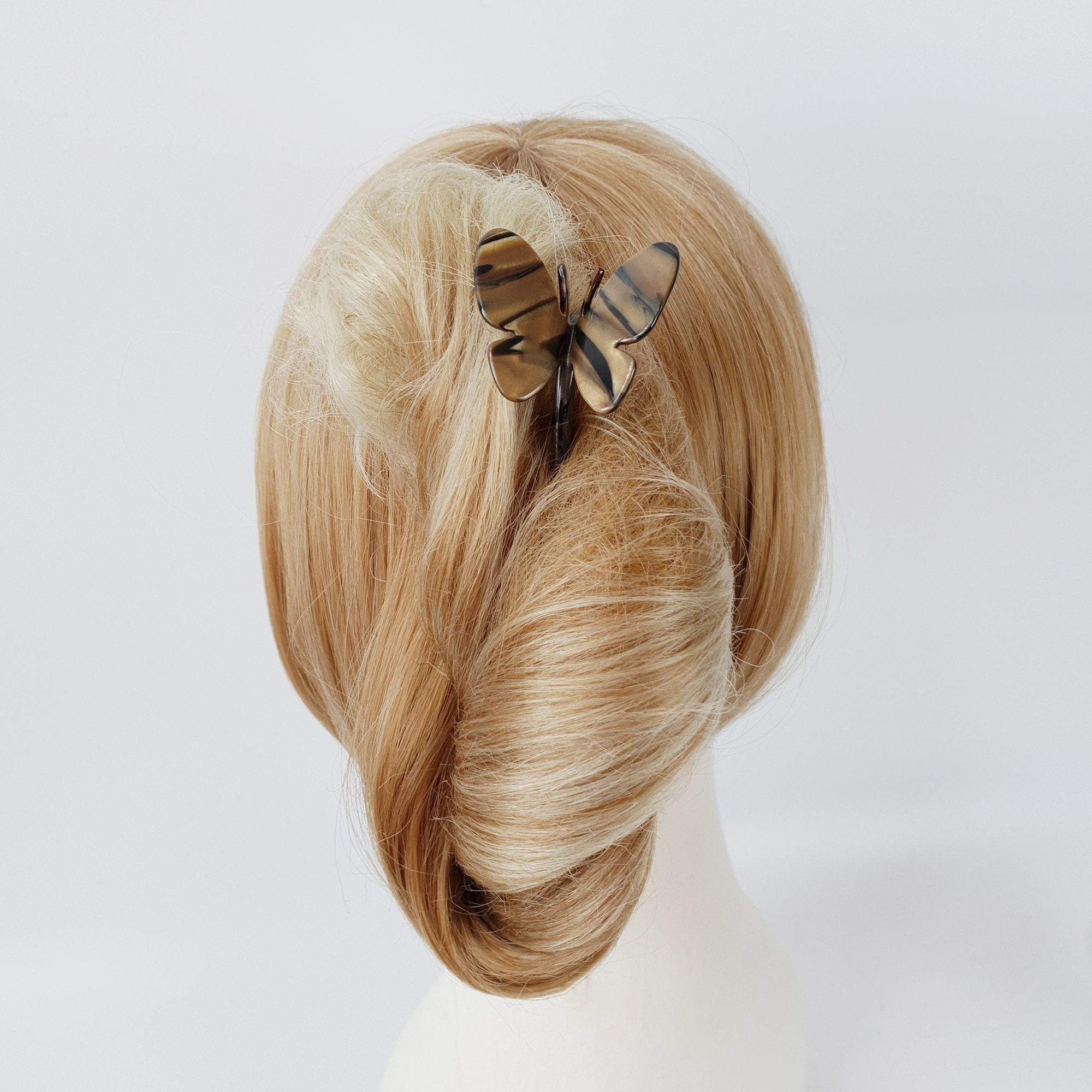 Leopard Two Color Butterfly U Shape Hair Stick (5.0 Inch) / Tortoise Marble French Hair Fork Comb / Hair Clasp for Woman