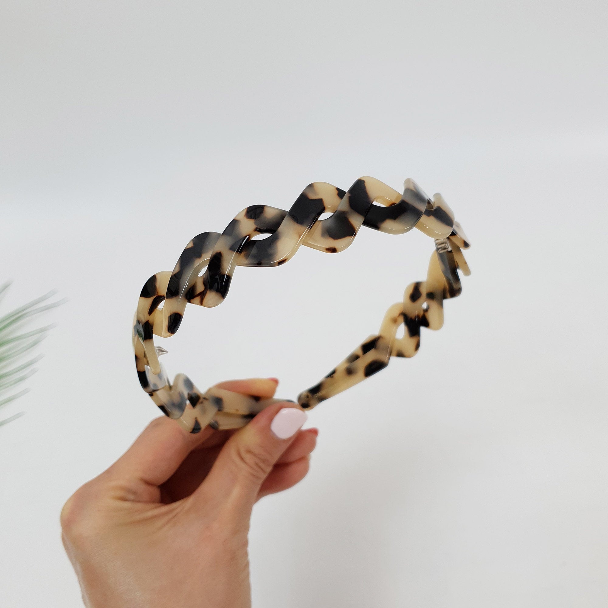 Tortoise Shell Twist Thin Headband / Leopard Olive Peach Headband / Hair Accessory for Woman / Twisted Headband