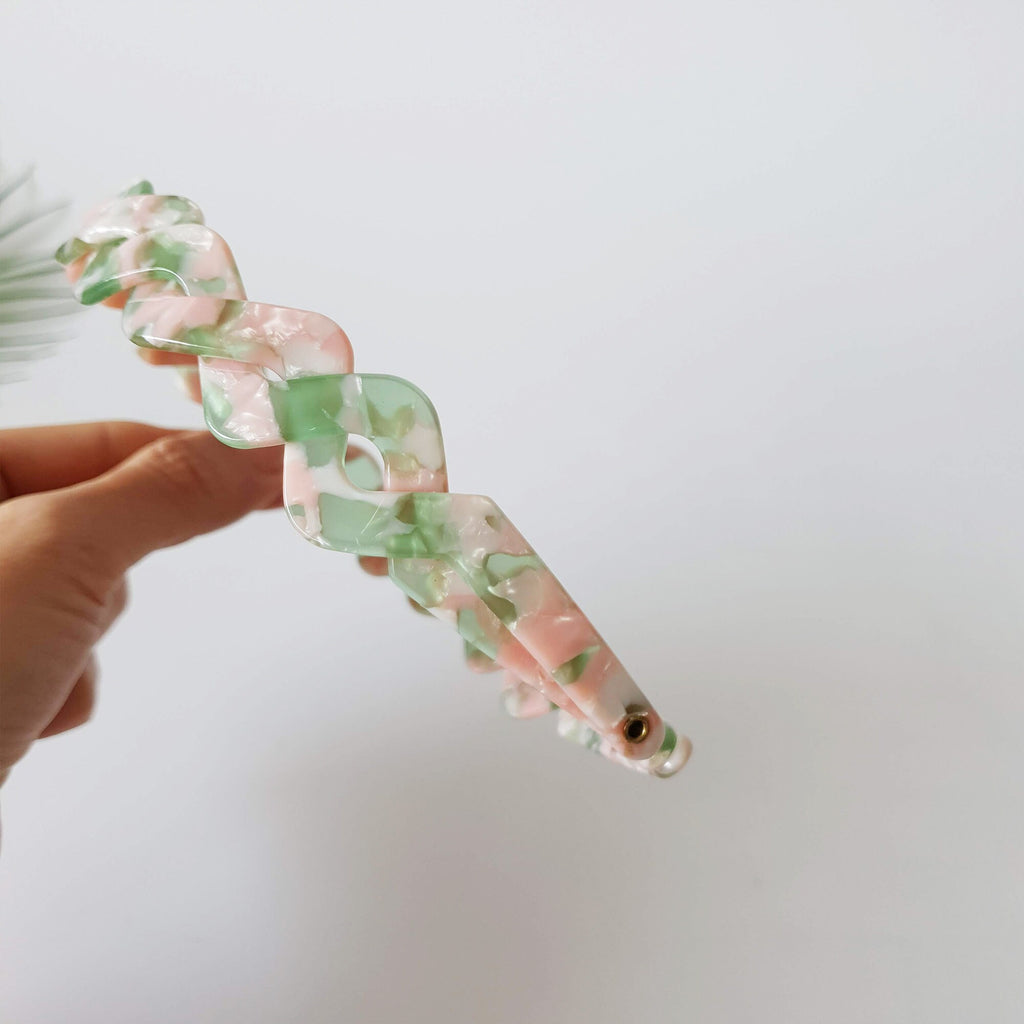 Tortoise Shell Twist Thin Headband / Leopard Olive Peach Headband / Hair Accessory for Woman / Twisted Headband