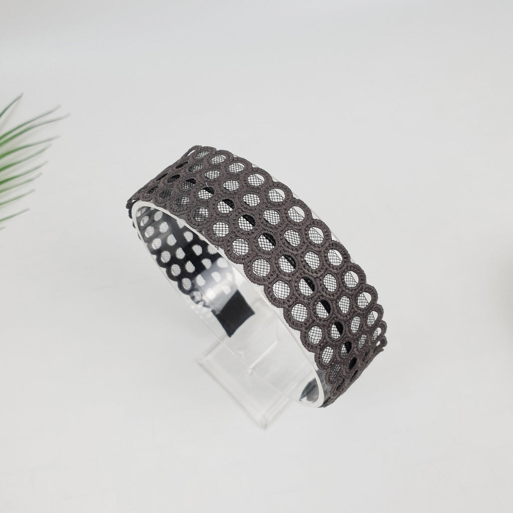 Basic Round Punching Lace Wide Headband (1.6 Inch) / Fashionable Turban Bandanna / Hair Accessory for Woman