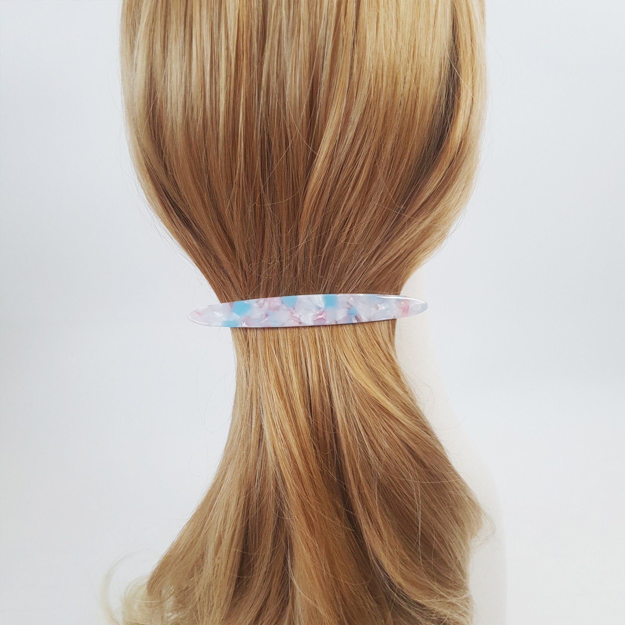 Cellulose Long Oval Hair Barrette (4.3 Inch) / Tortoise Marble French Hair Pin / Hair Accessory for Woman / Automatic Hair Clip