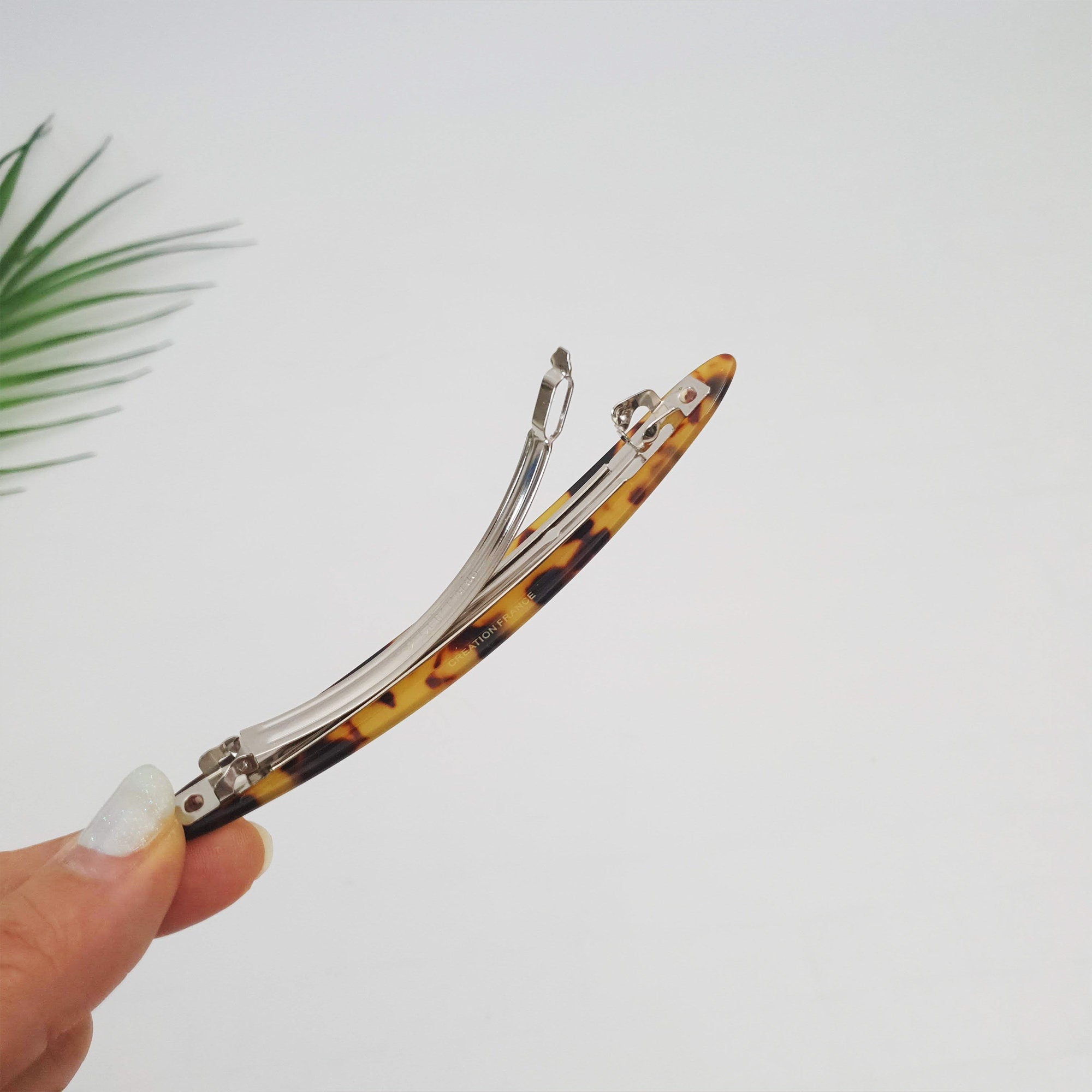 Cellulose Long Oval Hair Barrette (4.3 Inch) / Tortoise Marble French Hair Pin / Hair Accessory for Woman / Automatic Hair Clip