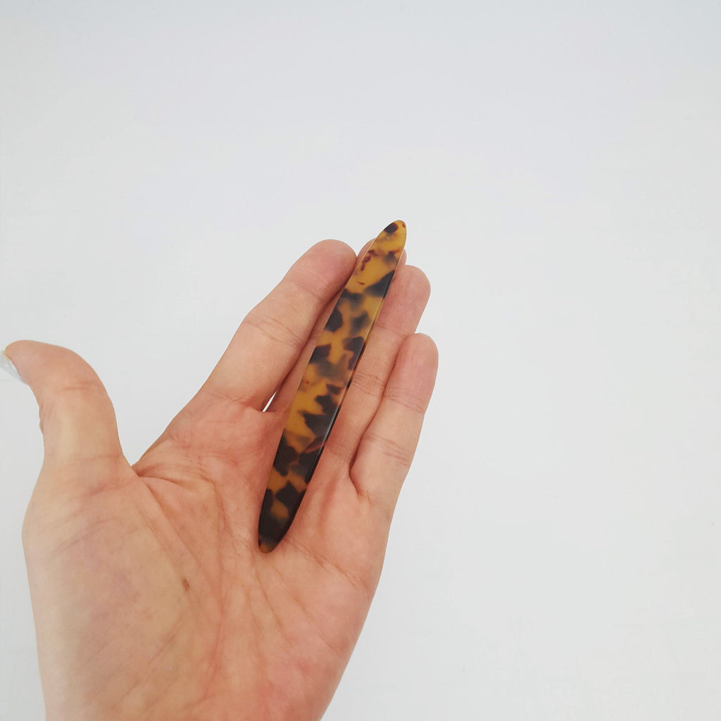Cellulose Long Oval Hair Barrette (4.3 Inch) / Tortoise Marble French Hair Pin / Hair Accessory for Woman / Automatic Hair Clip