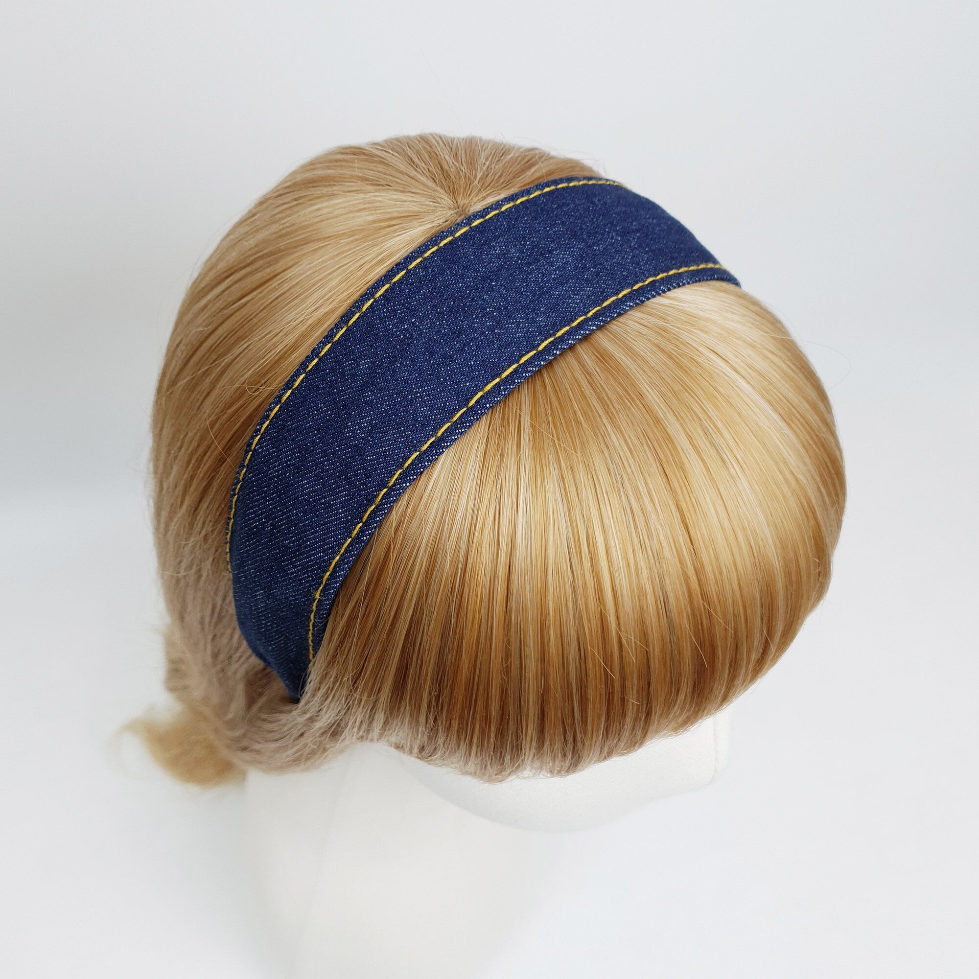 Denim Simple Line 1.6 Inch Wide Headband / Blue Hair Turban Bandanna / Hair Accessory for Woman
