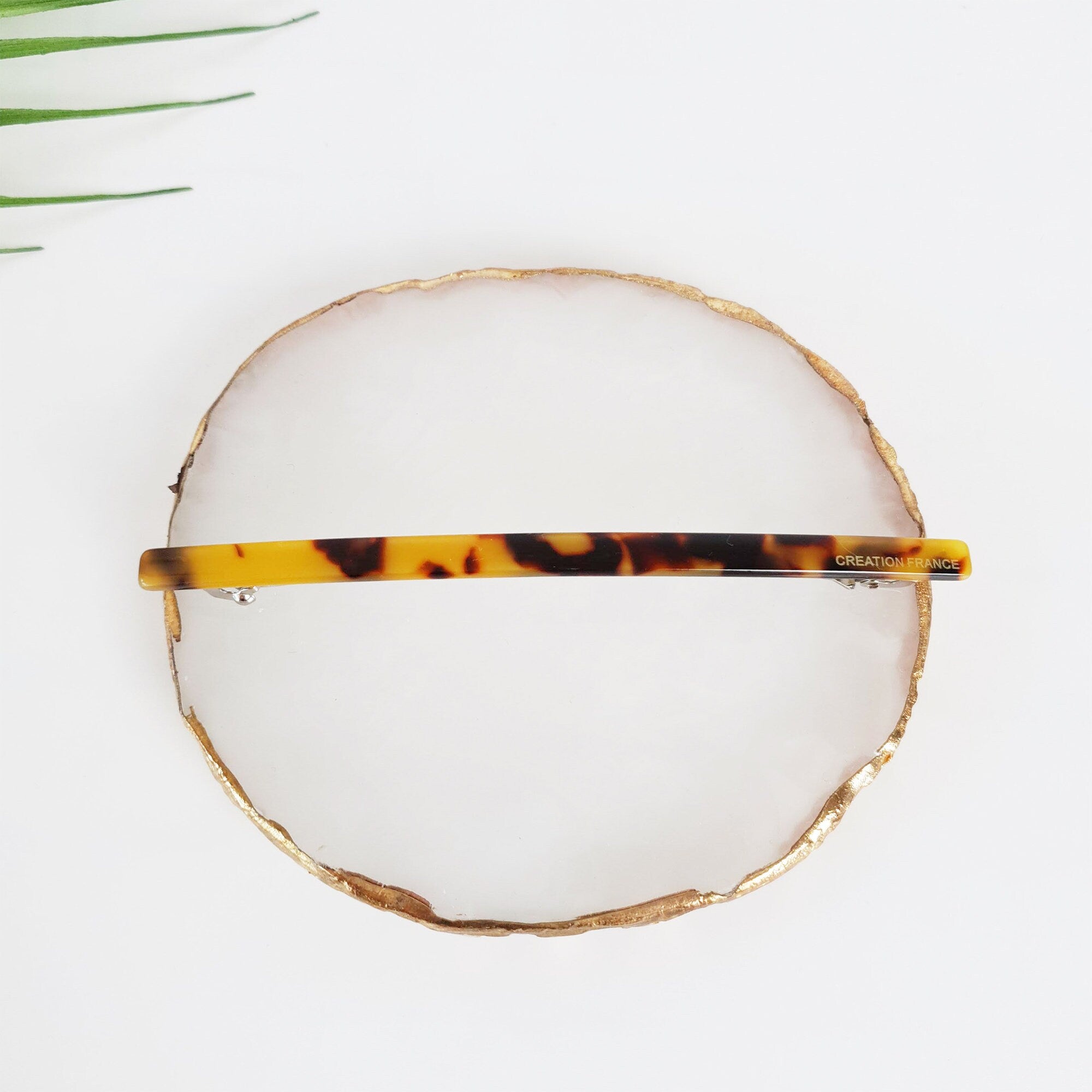 Slim Basic French Hair Barrette (3.3 Inch) / Tortoise Marble French Hair Pin / Hair Accessory for Woman / Automatic Hair Clip