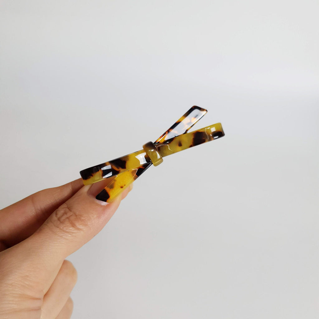 Tortoise Shell Simple Ribbon Alligator Hair Clip (2.8 Inch) / Leopard French Hair Pin / Hair Barrette for Woman