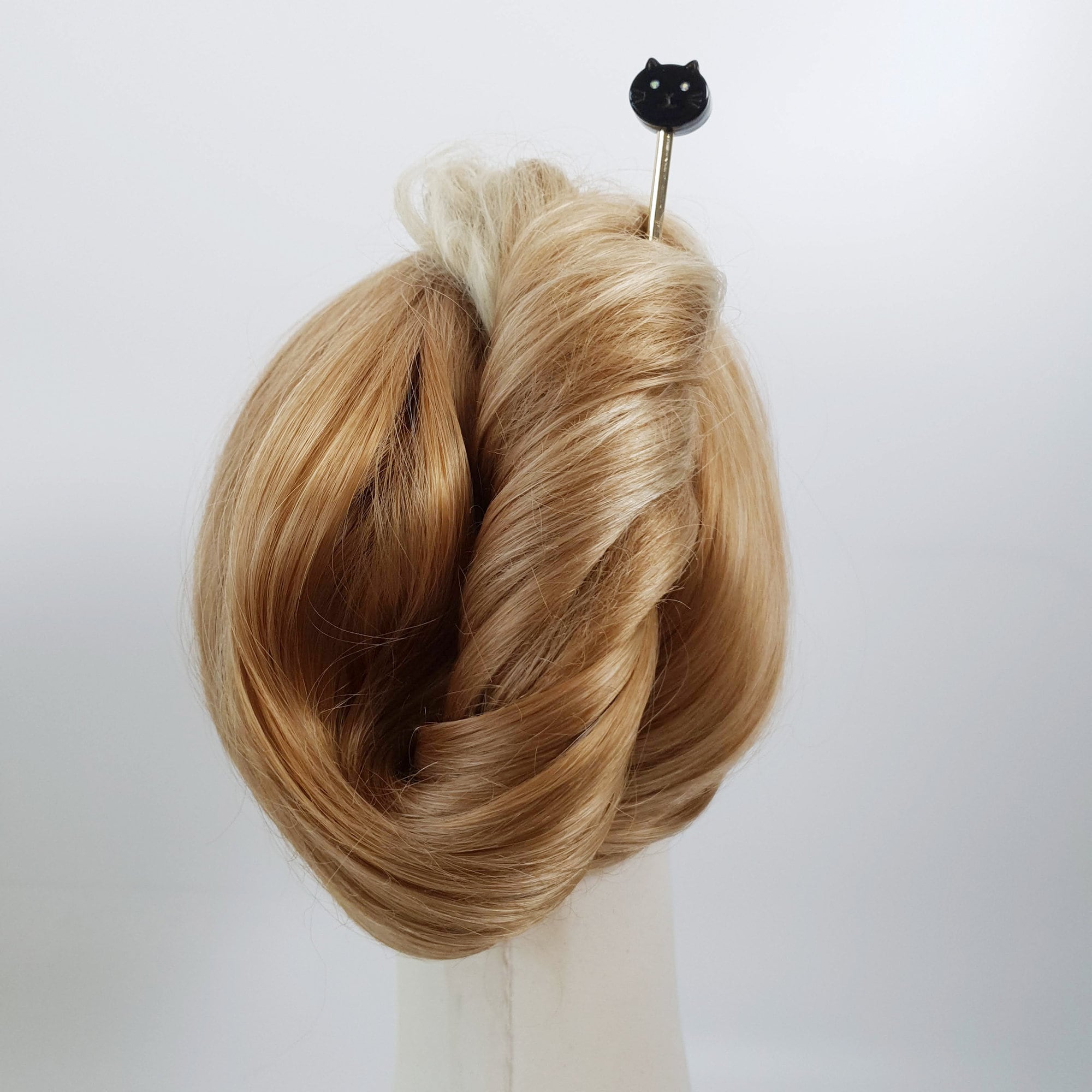 Chic Cat Metal Hair Stick (6.0 Inch) / Tortoise Shell French Hair Pin / Cute Fork Comb / Hair Clasp for Woman