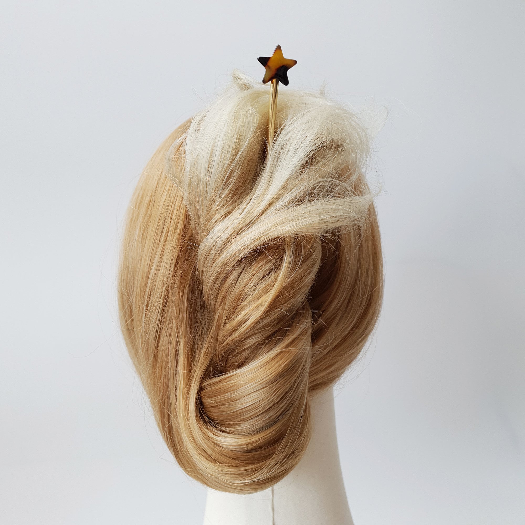 Star Shape Metal Hair Stick (6.0 Inch) / Tortoise Shell French Hair Pin / Metal Hair Fork for Thick Hair