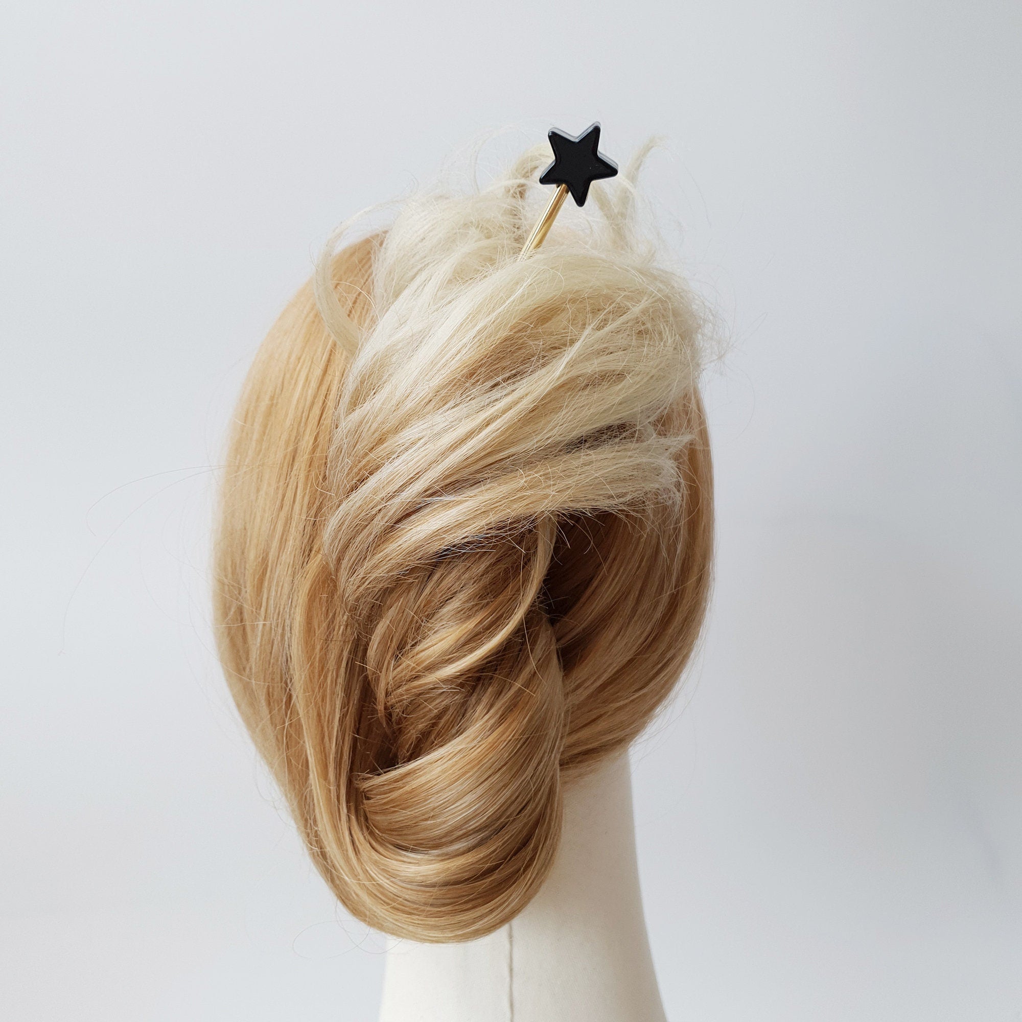 Star Shape Metal Hair Stick (6.0 Inch) / Tortoise Shell French Hair Pin / Metal Hair Fork for Thick Hair